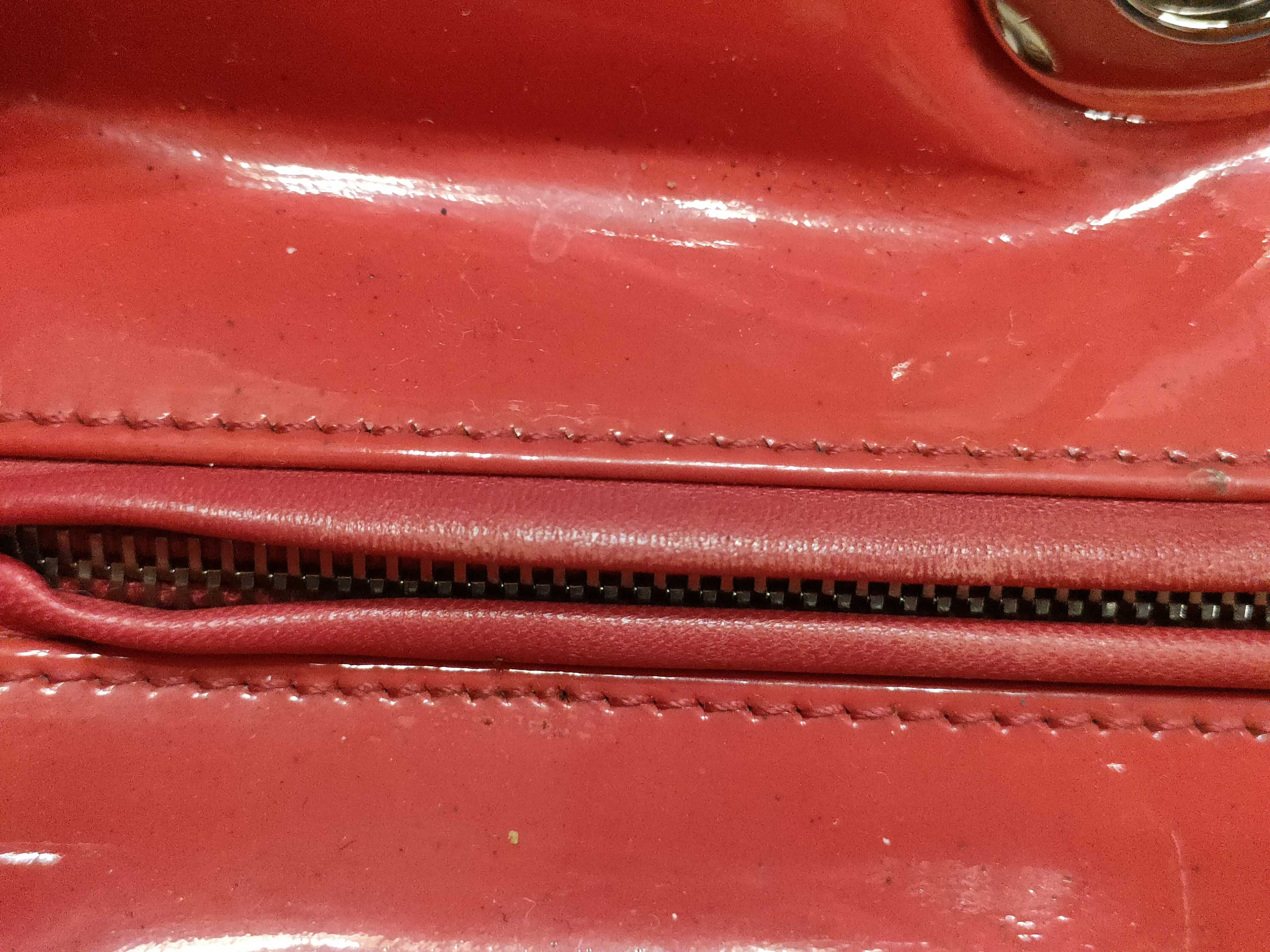 Lady Dior Patent Leather Red Shoulder Bag — view 15