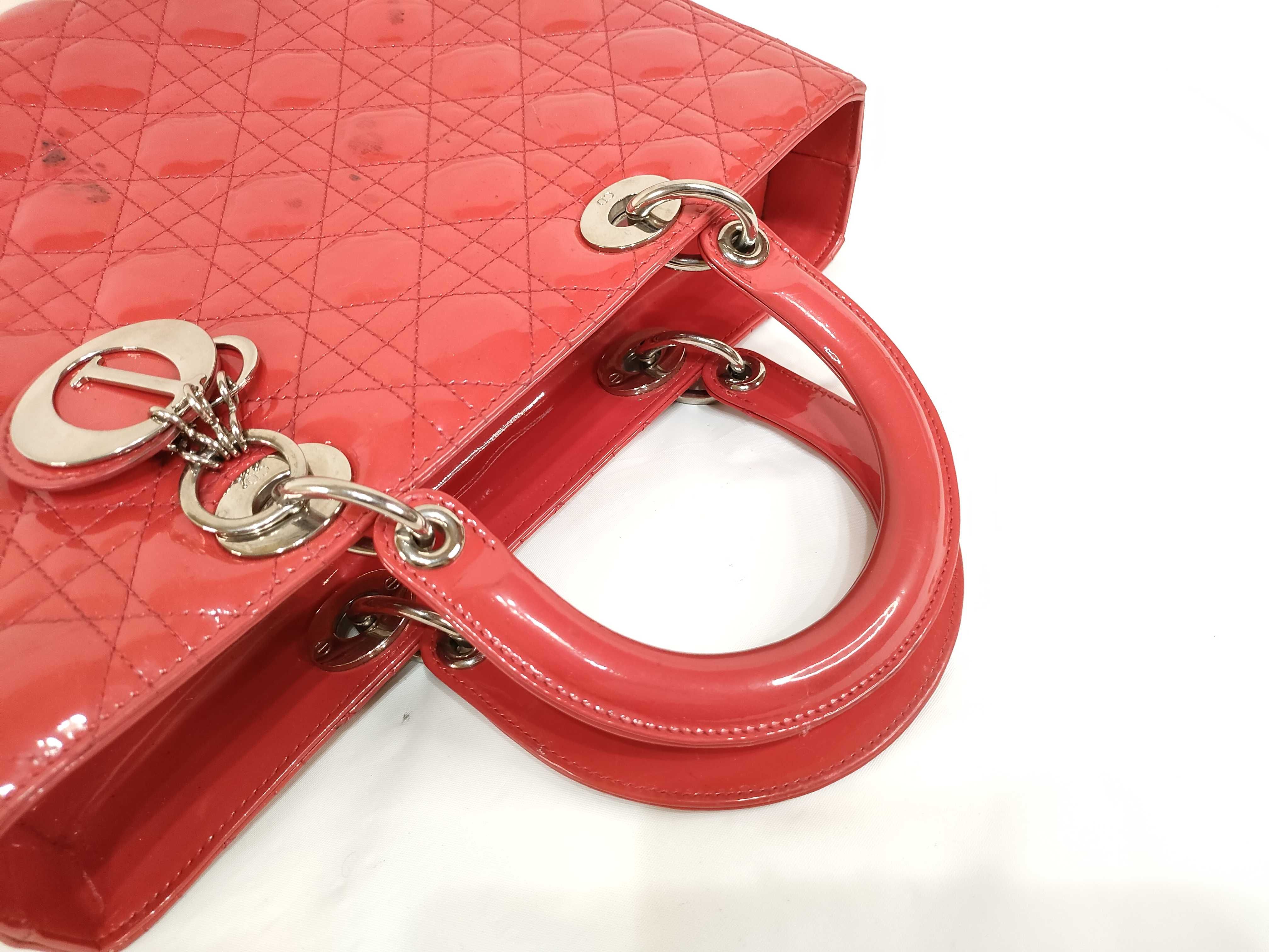 Lady Dior Patent Leather Red Shoulder Bag — view 3