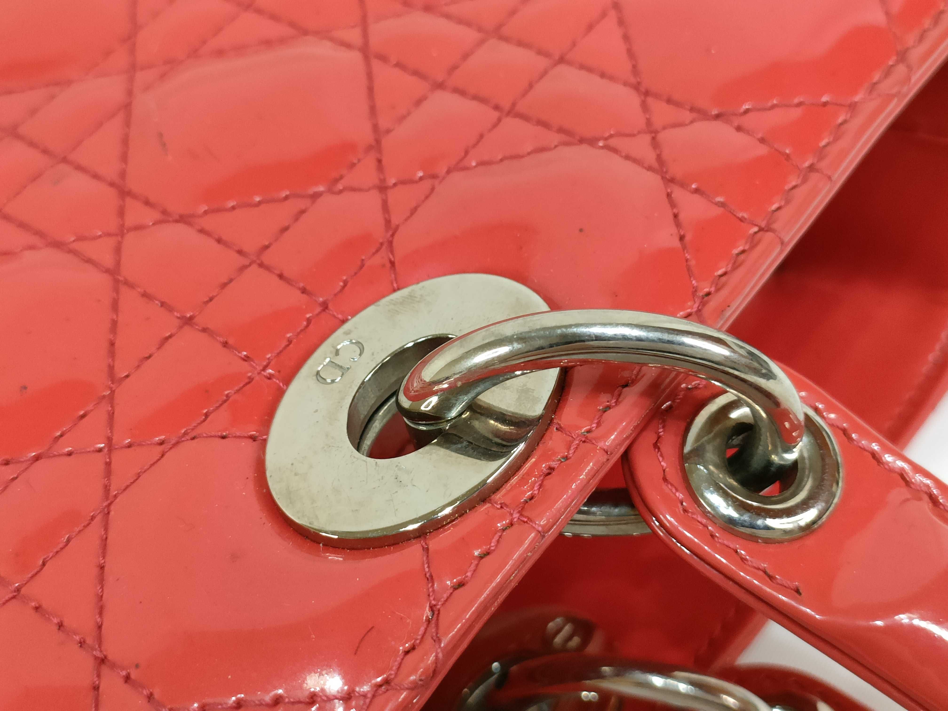 Lady Dior Patent Leather Red Shoulder Bag — view 4