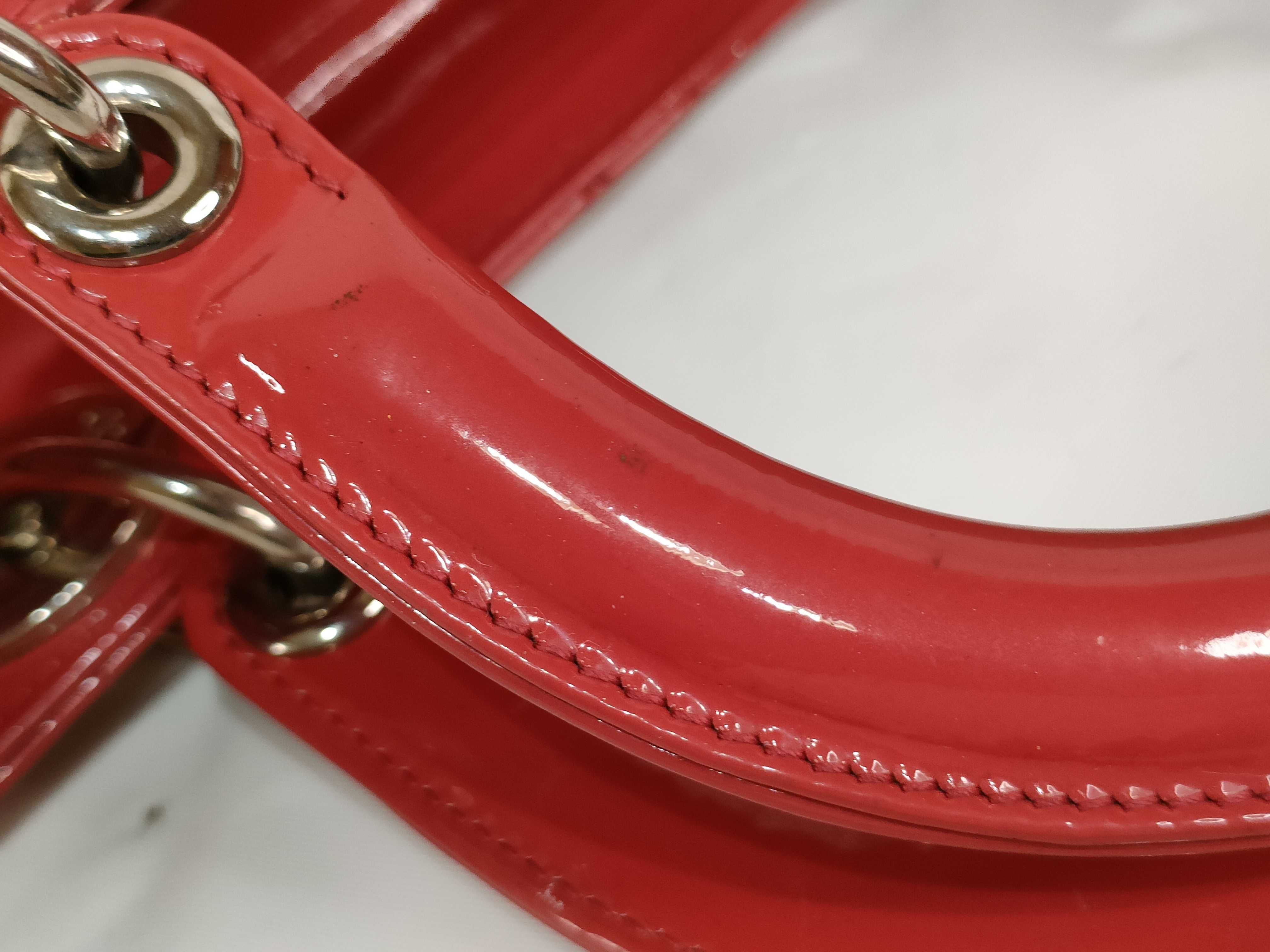 Lady Dior Patent Leather Red Shoulder Bag — view 5