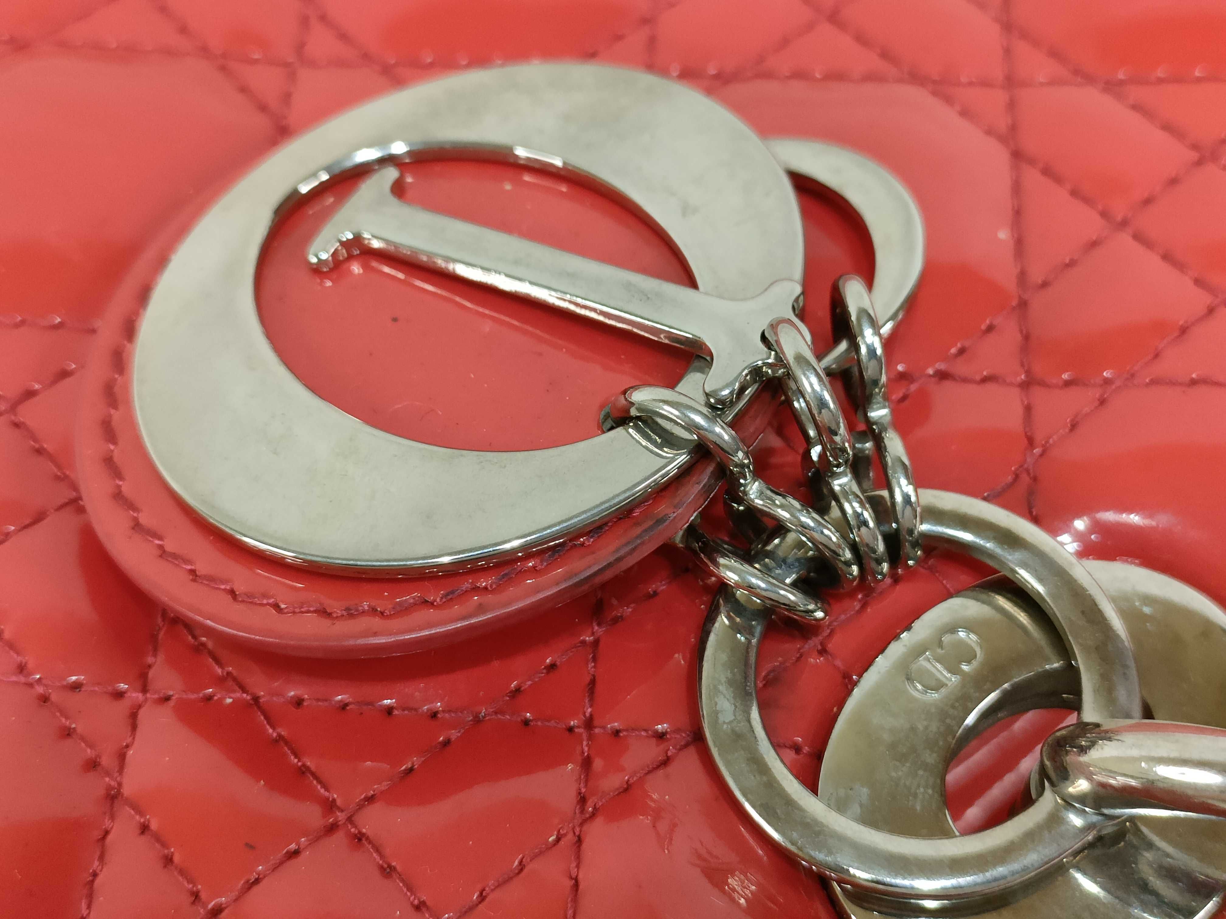 Lady Dior Patent Leather Red Shoulder Bag — view 6