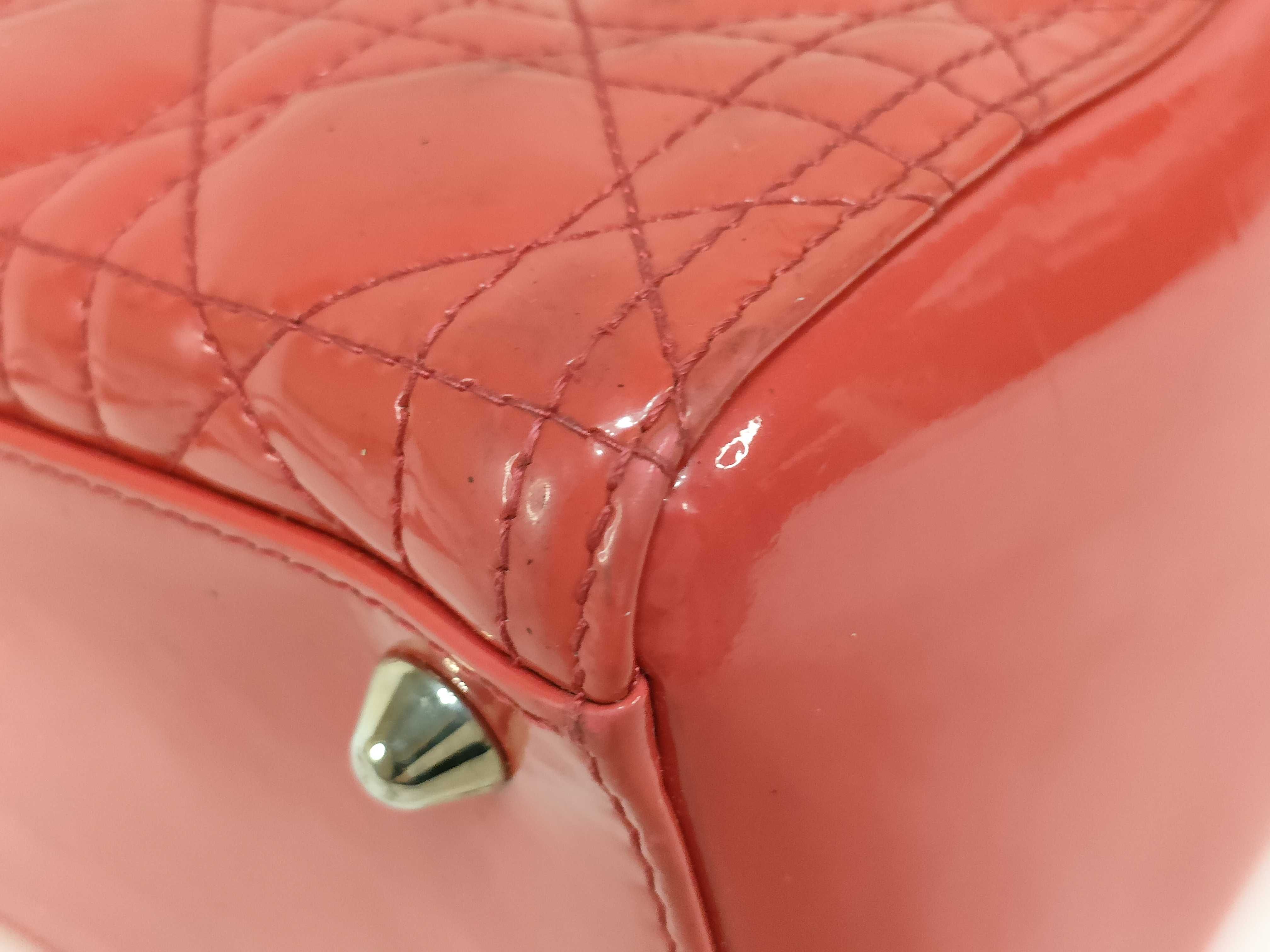 Lady Dior Patent Leather Red Shoulder Bag — view 7