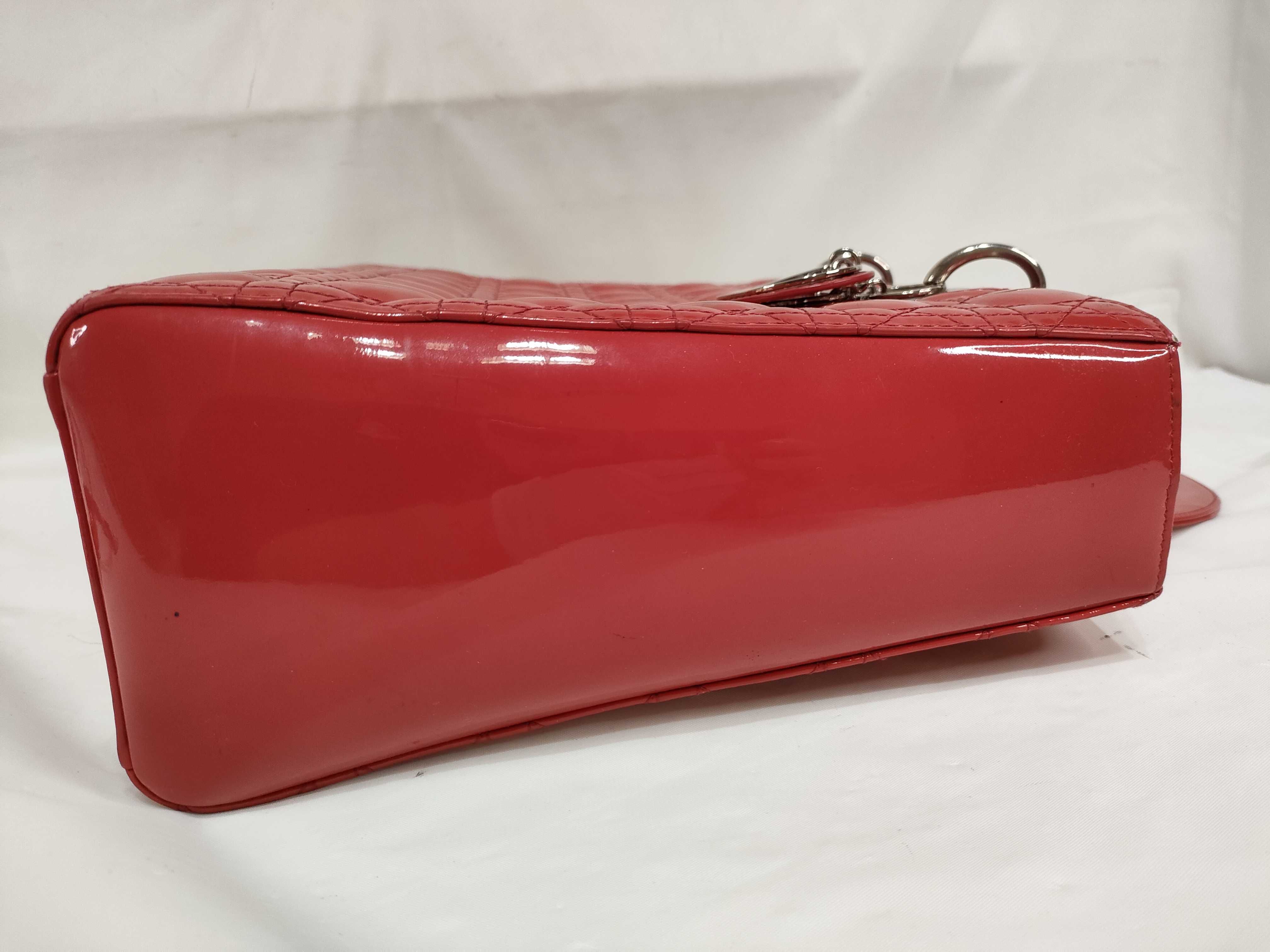 Lady Dior Patent Leather Red Shoulder Bag — view 8
