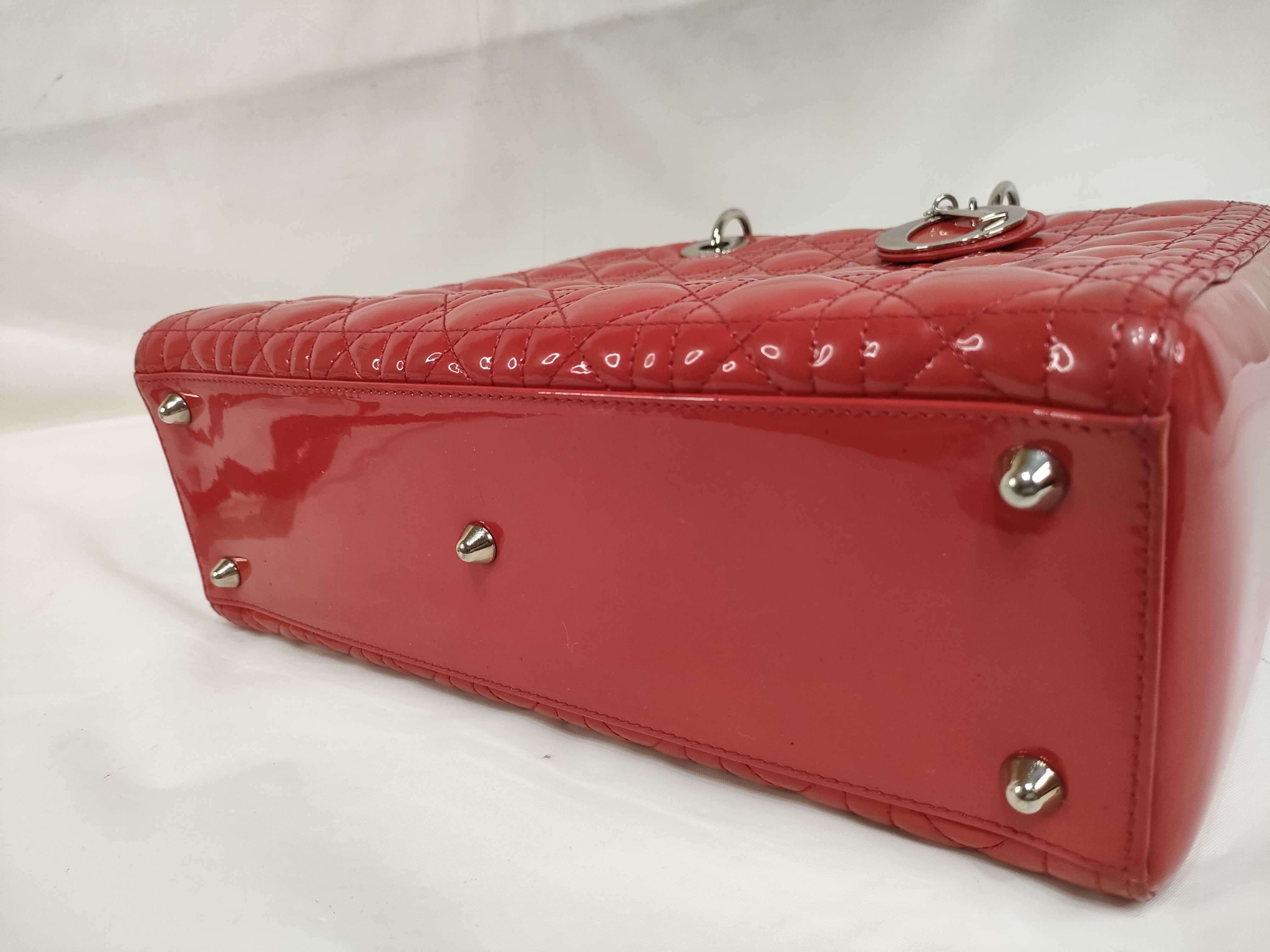 Lady Dior Patent Leather Red Shoulder Bag — view 9