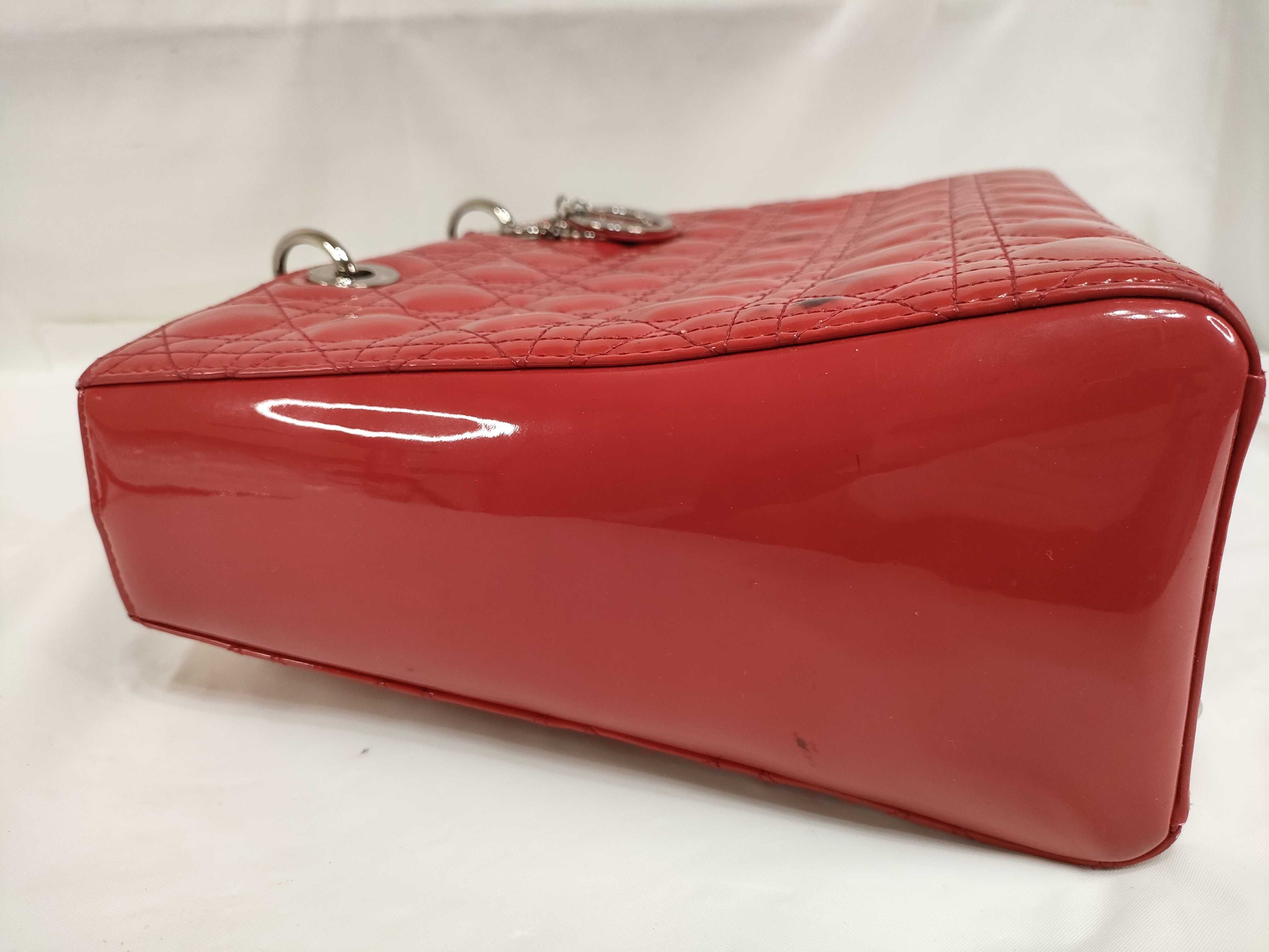 Lady Dior Patent Leather Red Shoulder Bag — view 10