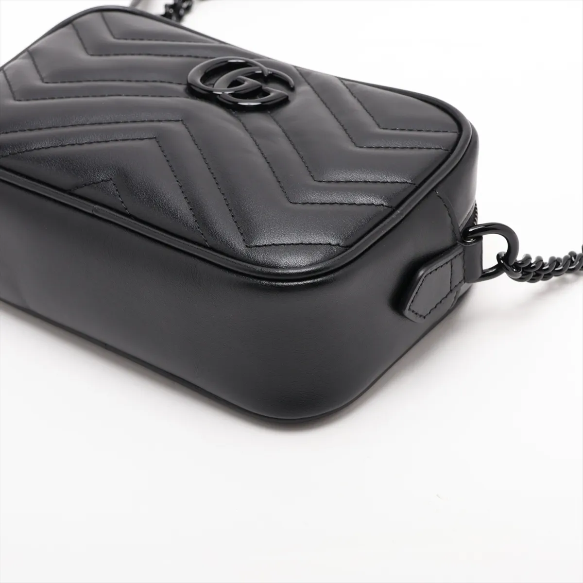 GG Marmont Leather Chain Shoulder Bag, Black, 634936 — view 3