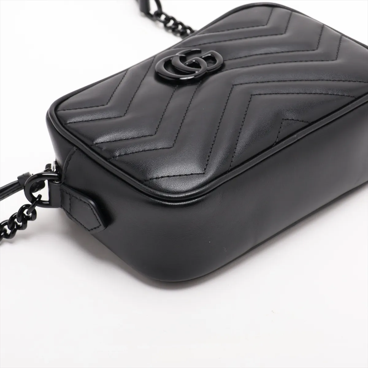 GG Marmont Leather Chain Shoulder Bag, Black, 634936 — view 4
