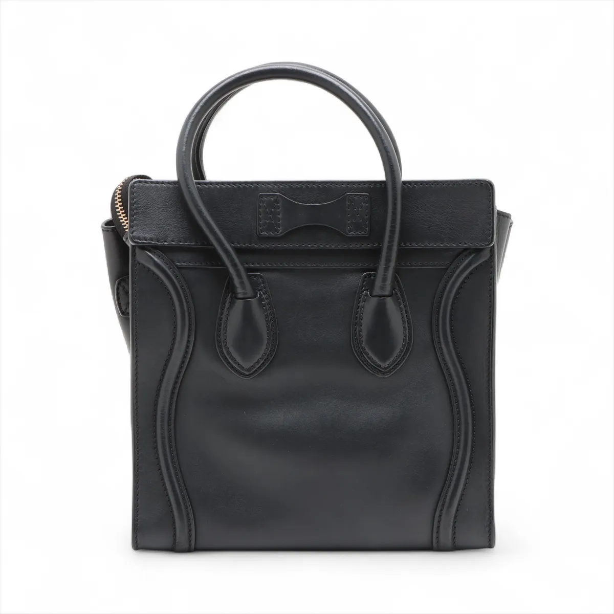 Luggage Micro Shopper Leather Handbag, Black — view 2