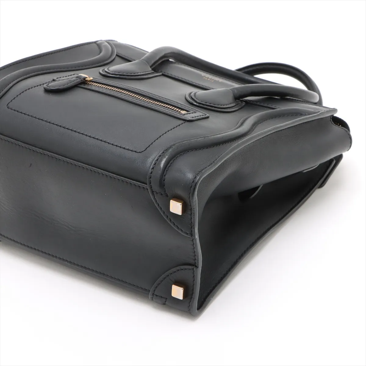 Luggage Micro Shopper Leather Handbag, Black — view 3