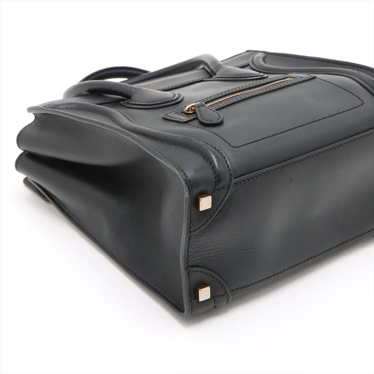 Luggage Micro Shopper Leather Handbag, Black — view 4