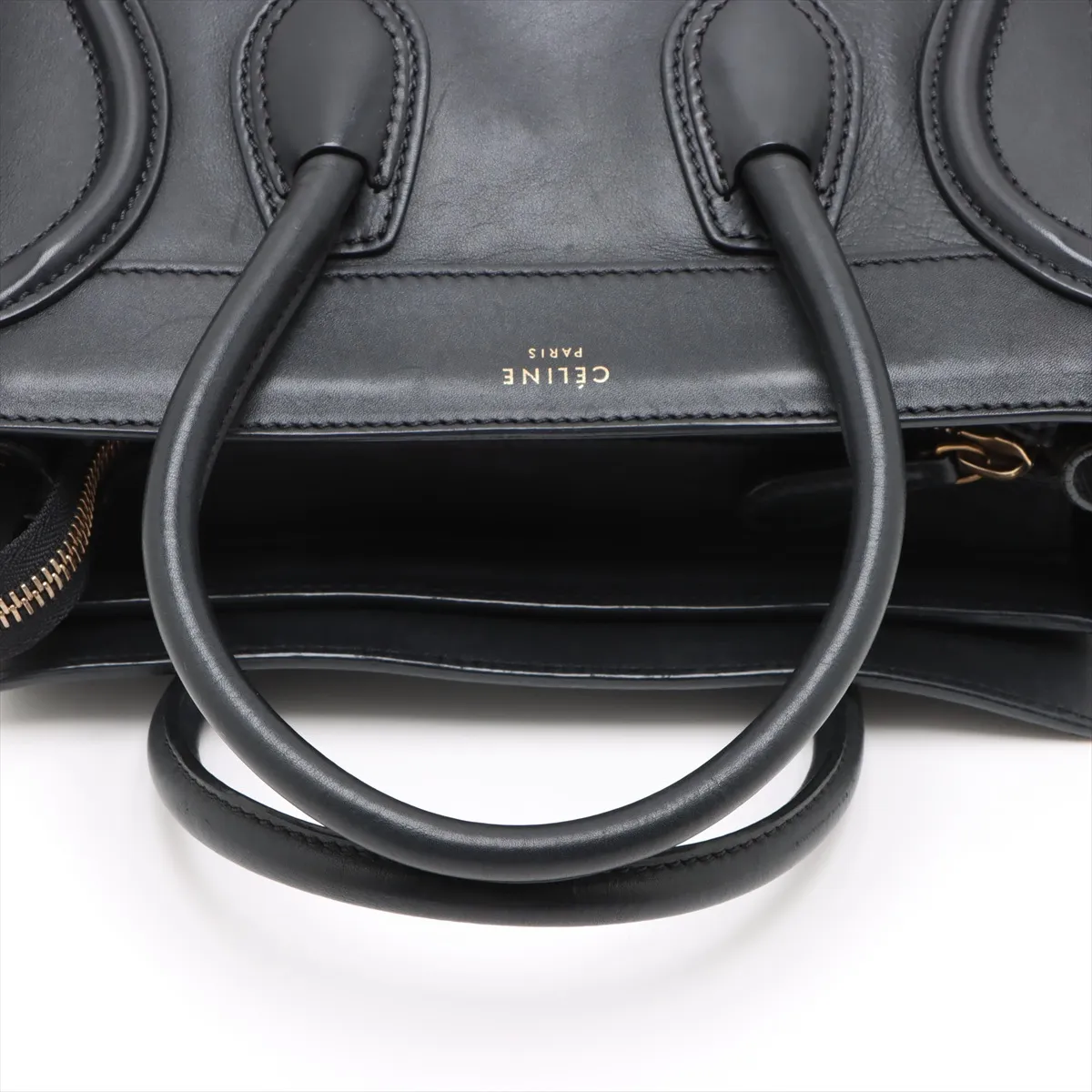 Luggage Micro Shopper Leather Handbag, Black — view 5