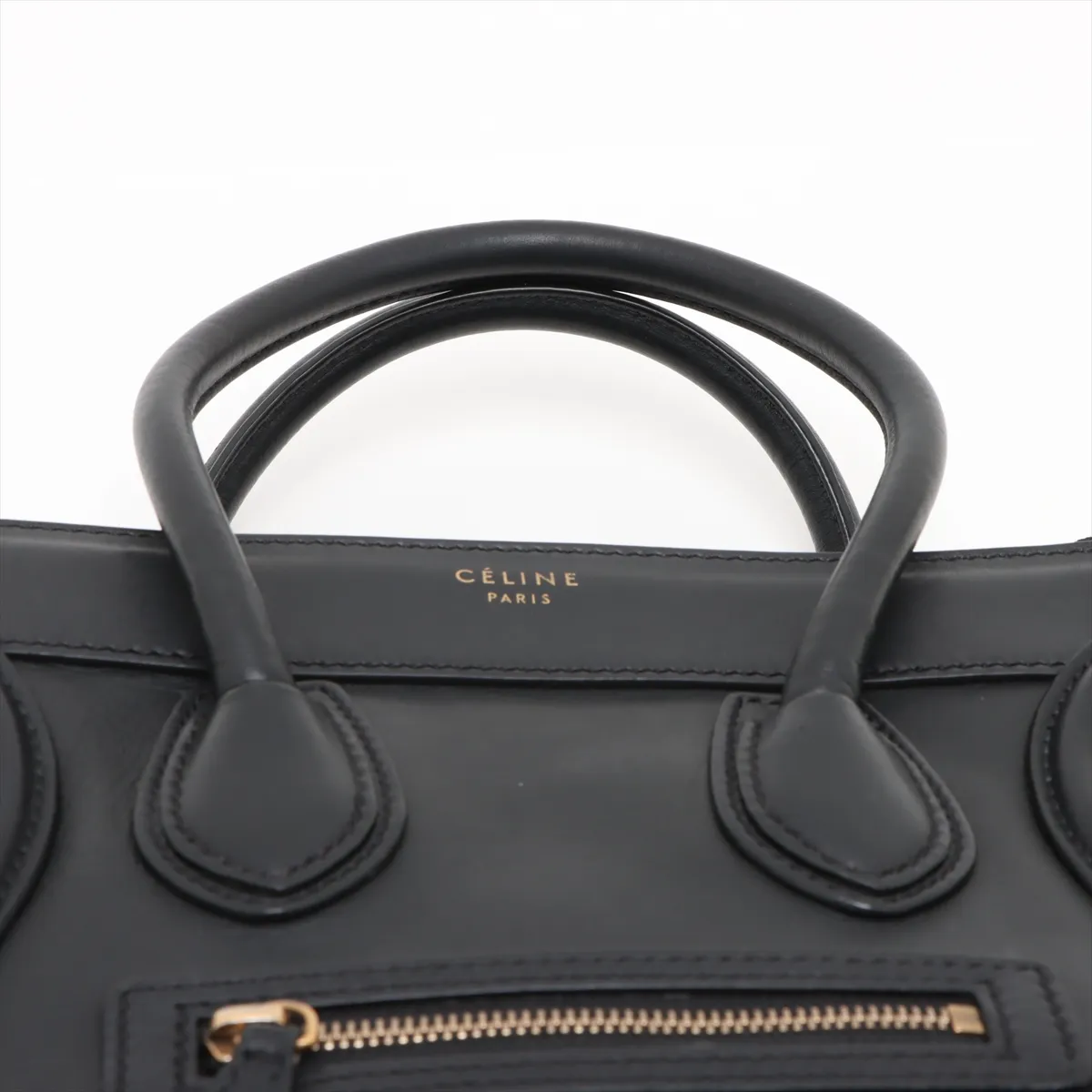 Luggage Micro Shopper Leather Handbag, Black — view 6