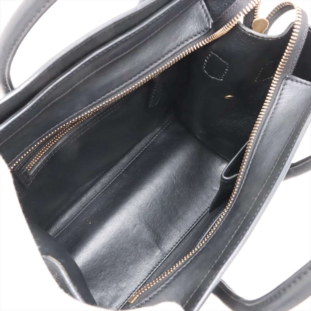 Luggage Micro Shopper Leather Handbag, Black — view 7