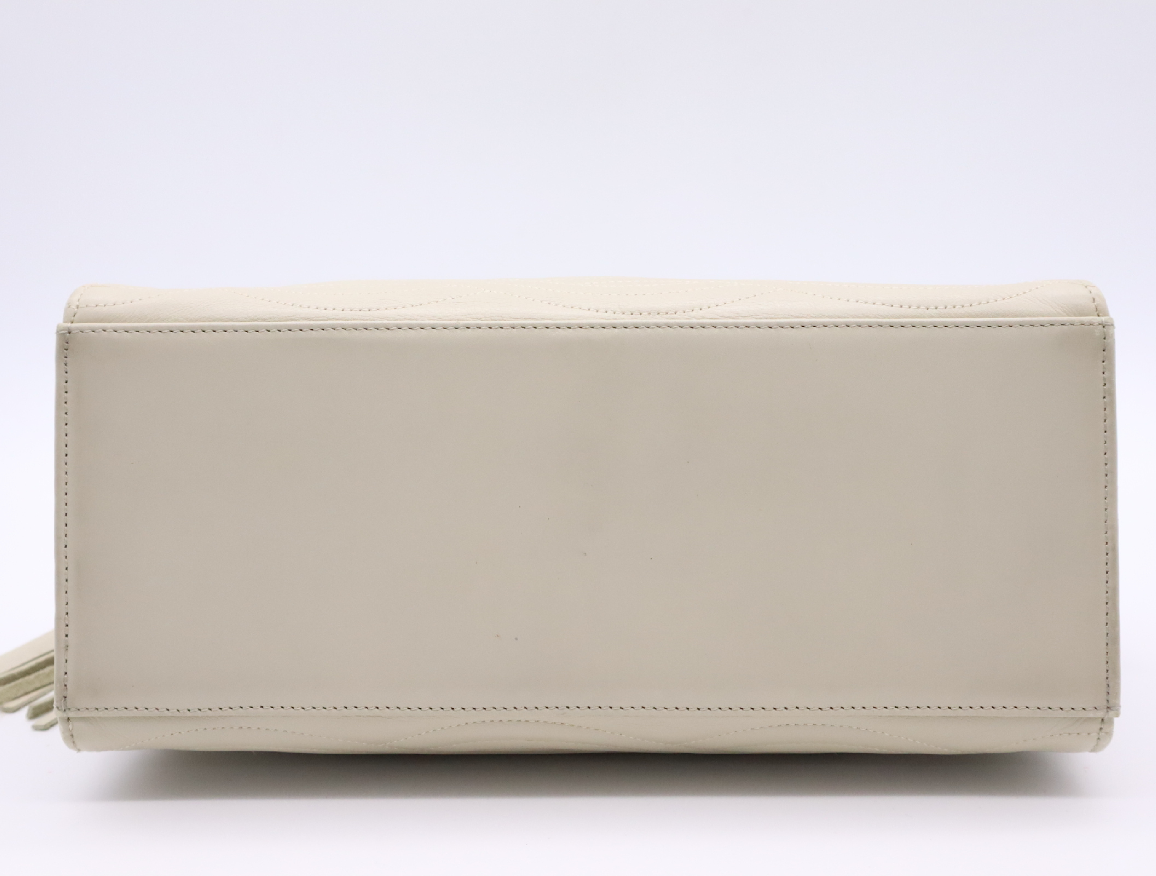 Leather Handbag, Light Beige, Gold Hardware — view 4