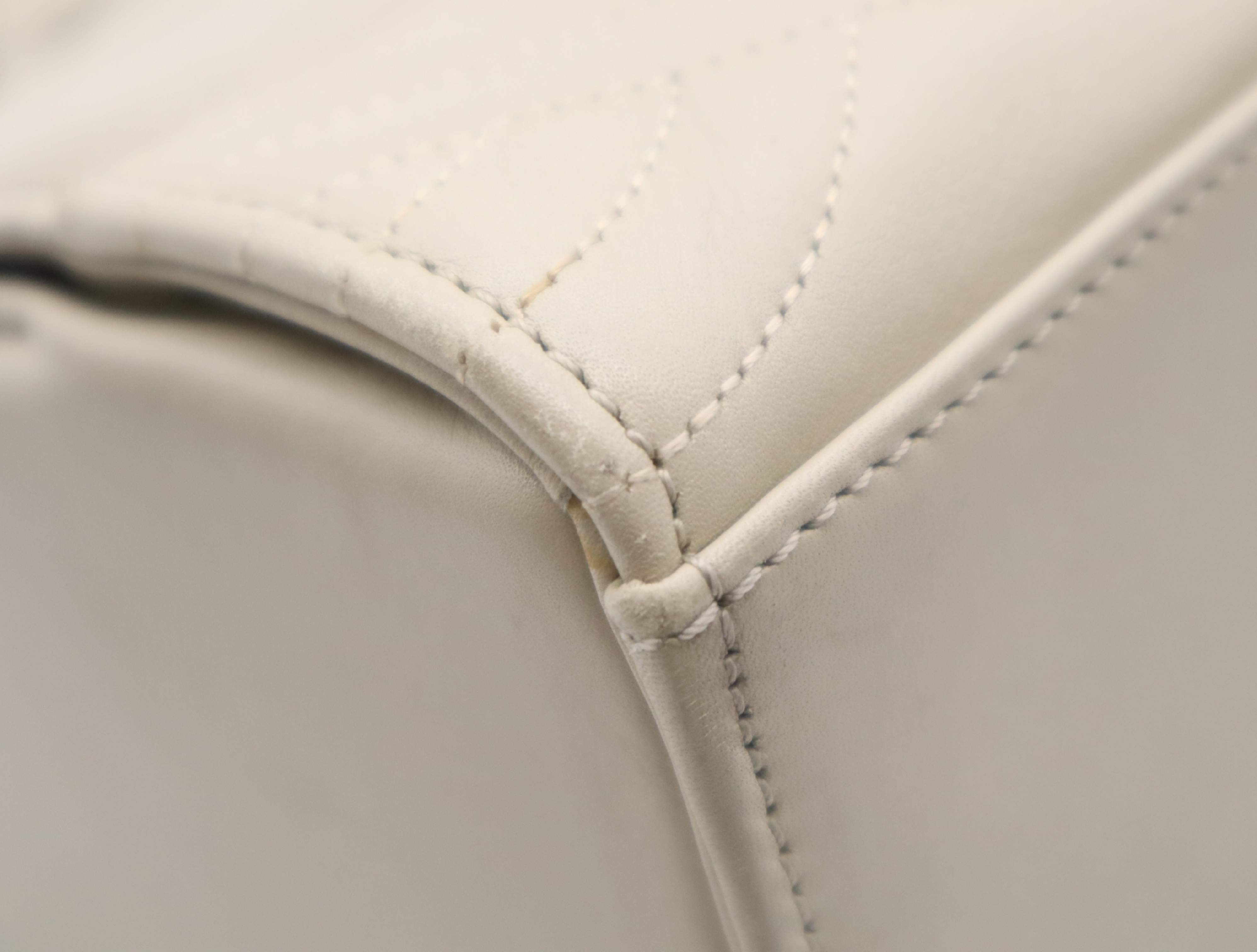 Leather Handbag, Light Beige, Gold Hardware — view 6