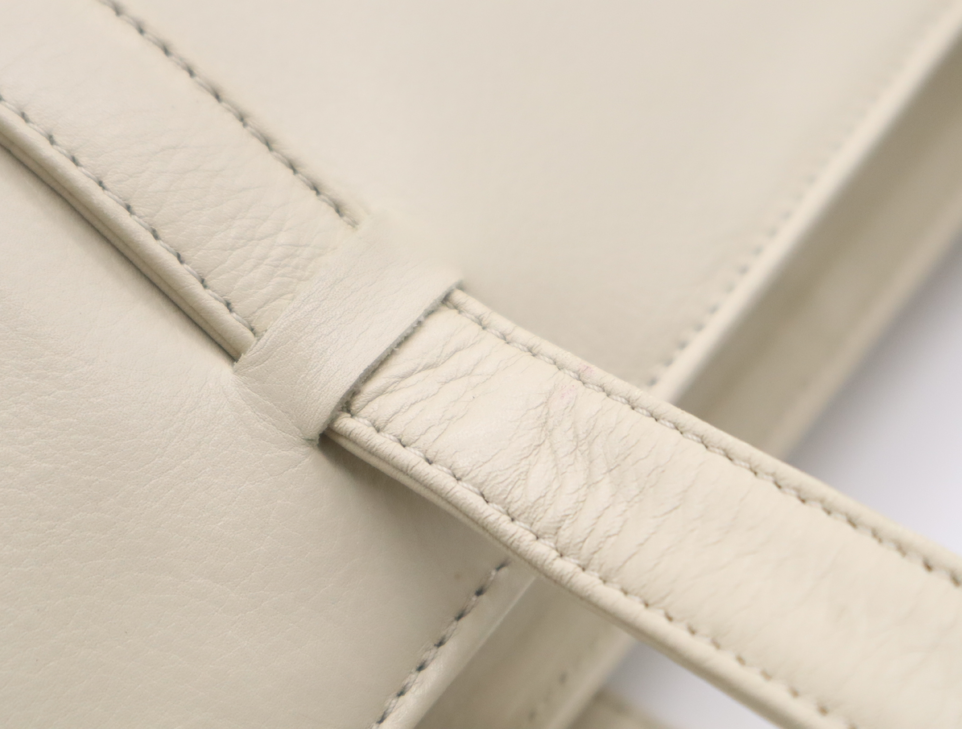 Leather Handbag, Light Beige, Gold Hardware — view 9