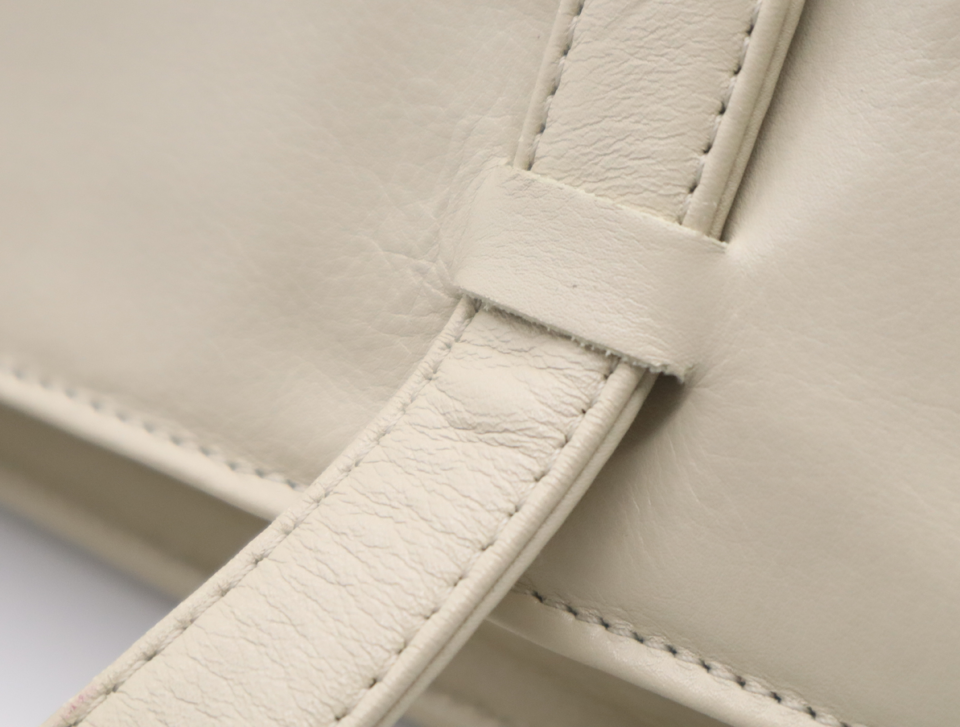Leather Handbag, Light Beige, Gold Hardware — view 10