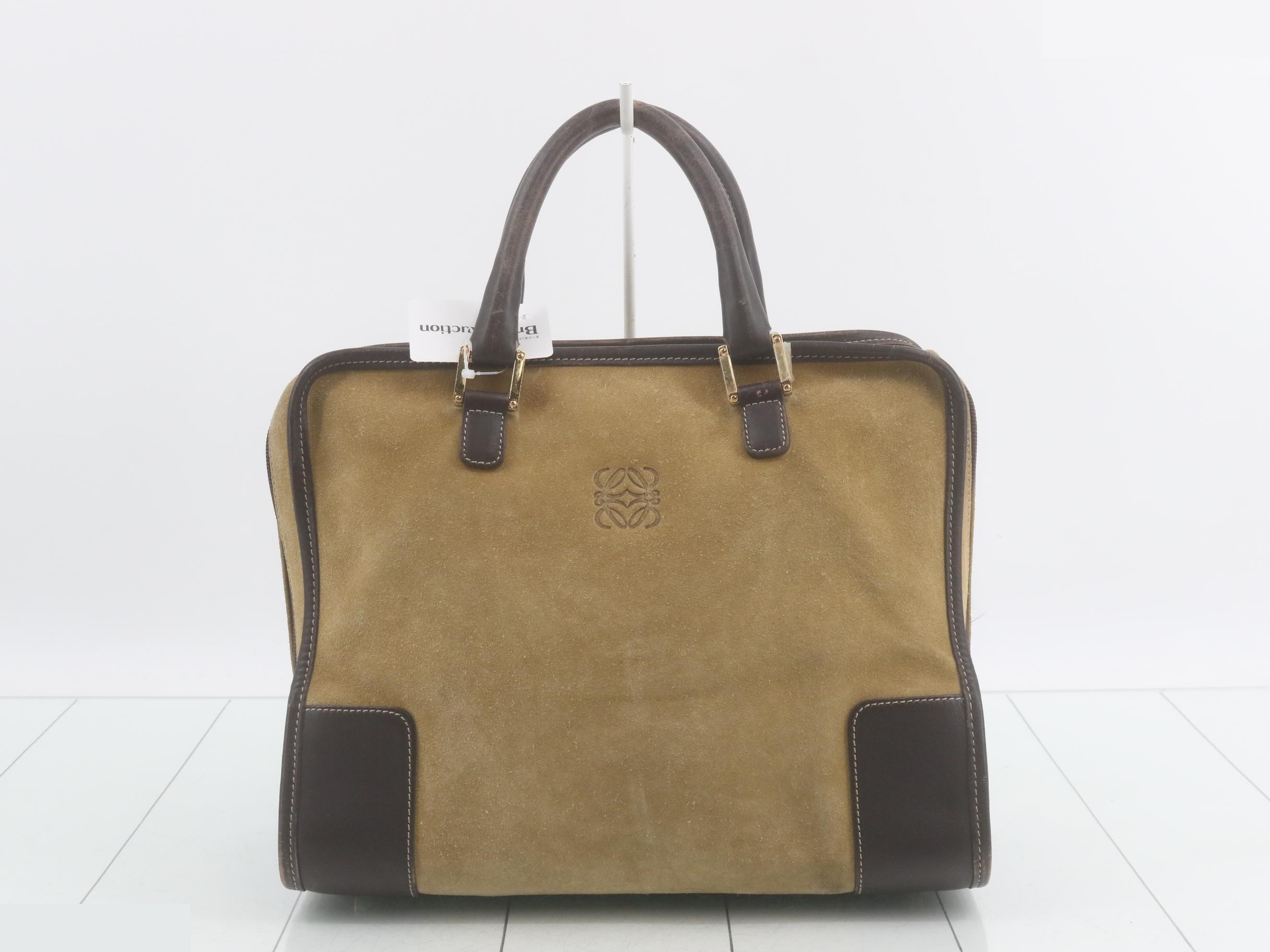 Amazona 32 handbag, suede leather, beige/brown