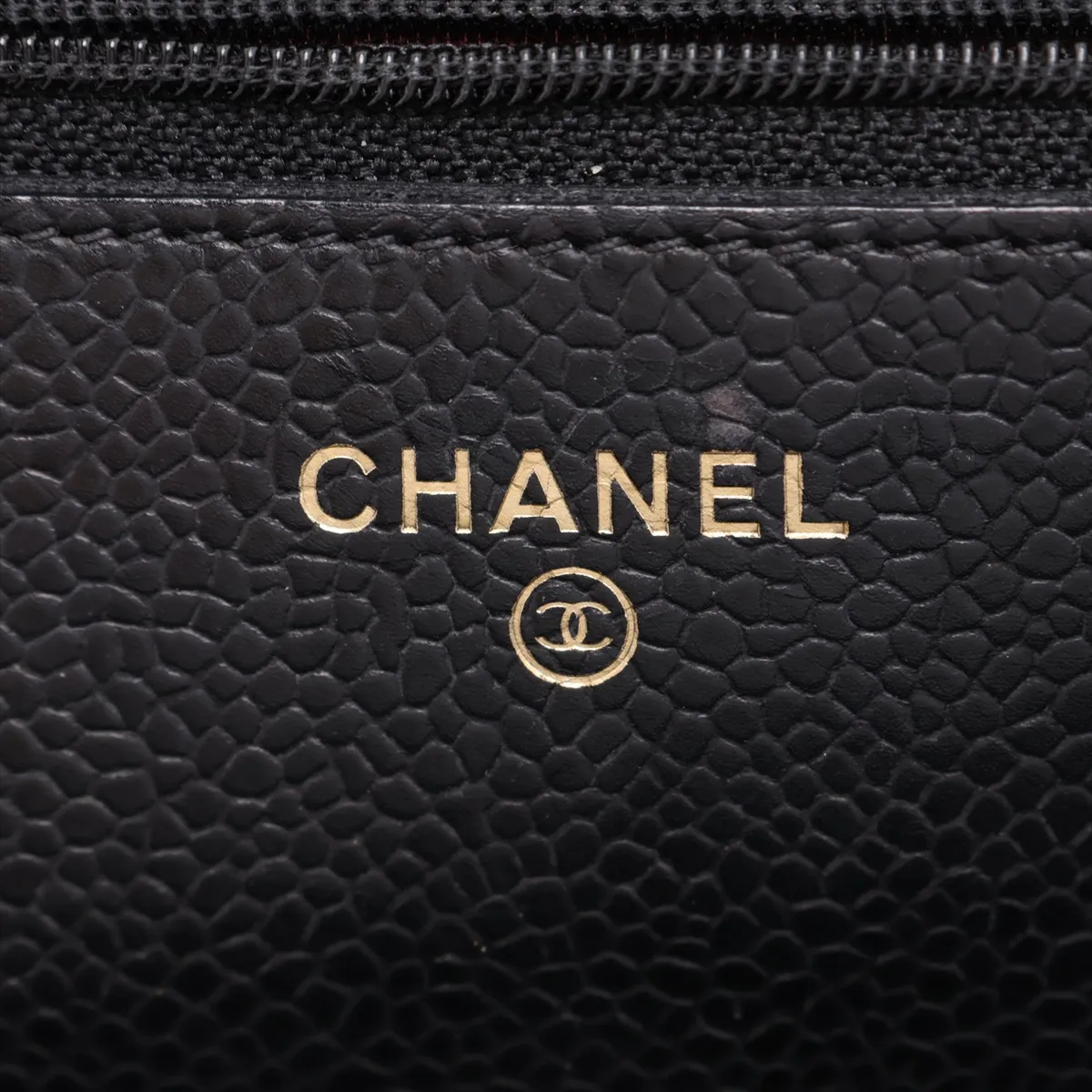 Matelassé Caviar Skin Chain Wallet, Black with Gold Hardware, 22363251, Serial Number , AP0250 — view 12