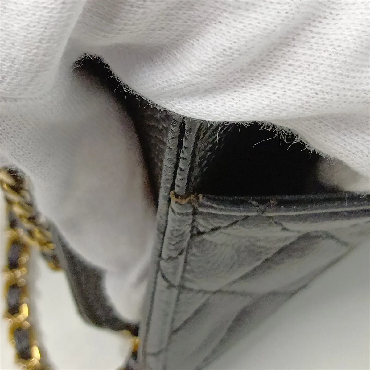 Matelassé Caviar Skin Chain Wallet, Black with Gold Hardware, 22363251, Serial Number , AP0250 — view 14