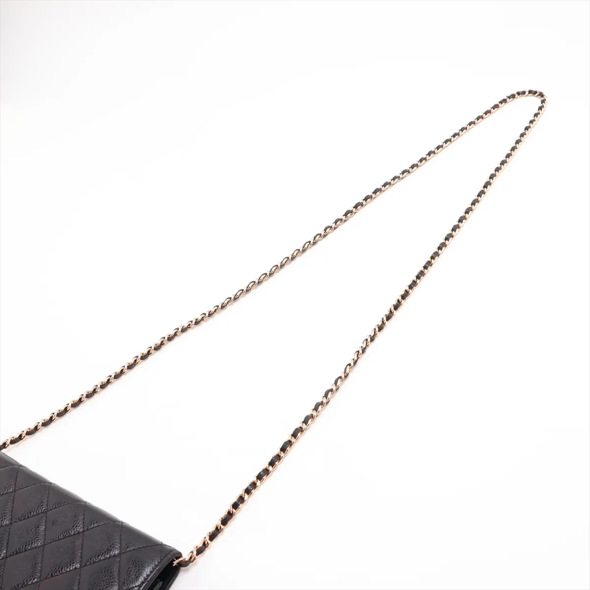 Matelassé Caviar Skin Chain Wallet, Black with Gold Hardware, 22363251, Serial Number , AP0250 — view 5