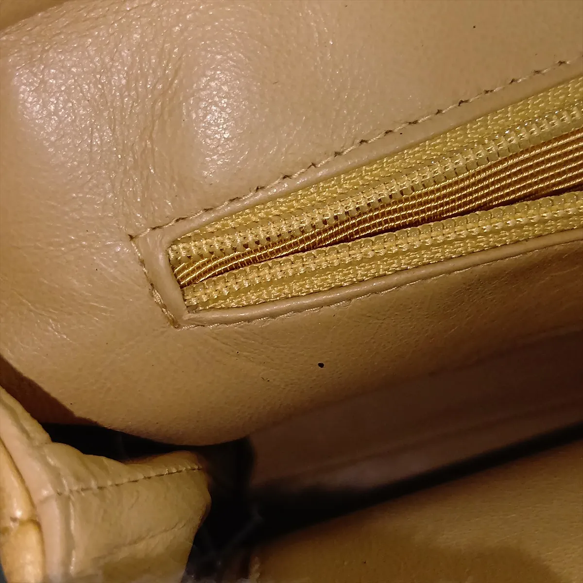 Matelassé Lambskin Chain Shoulder Bag, Beige with Black Hardware, 4325066, Series 4 — view 13