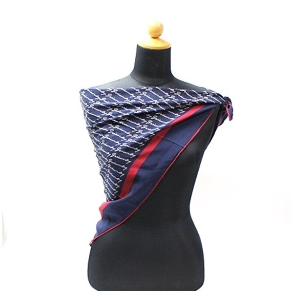scarf, navy x burgundy, logo. — view 2