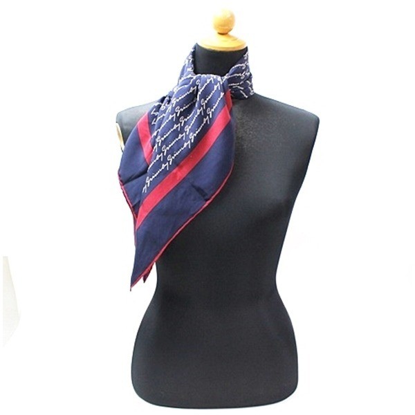 scarf, navy x burgundy, logo. — view 3
