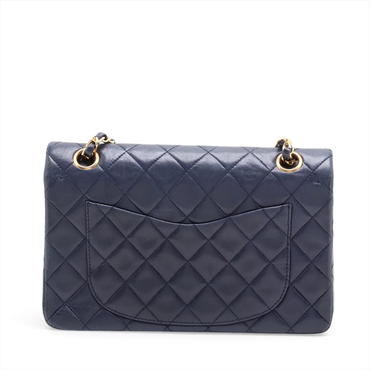 [Individually packaged] Chanel Matelassé 23 Small Lambskin Double Flap Double Chain Bag, Navy, Gold Hardware, 1009392, Series 1, A01113 — view 2