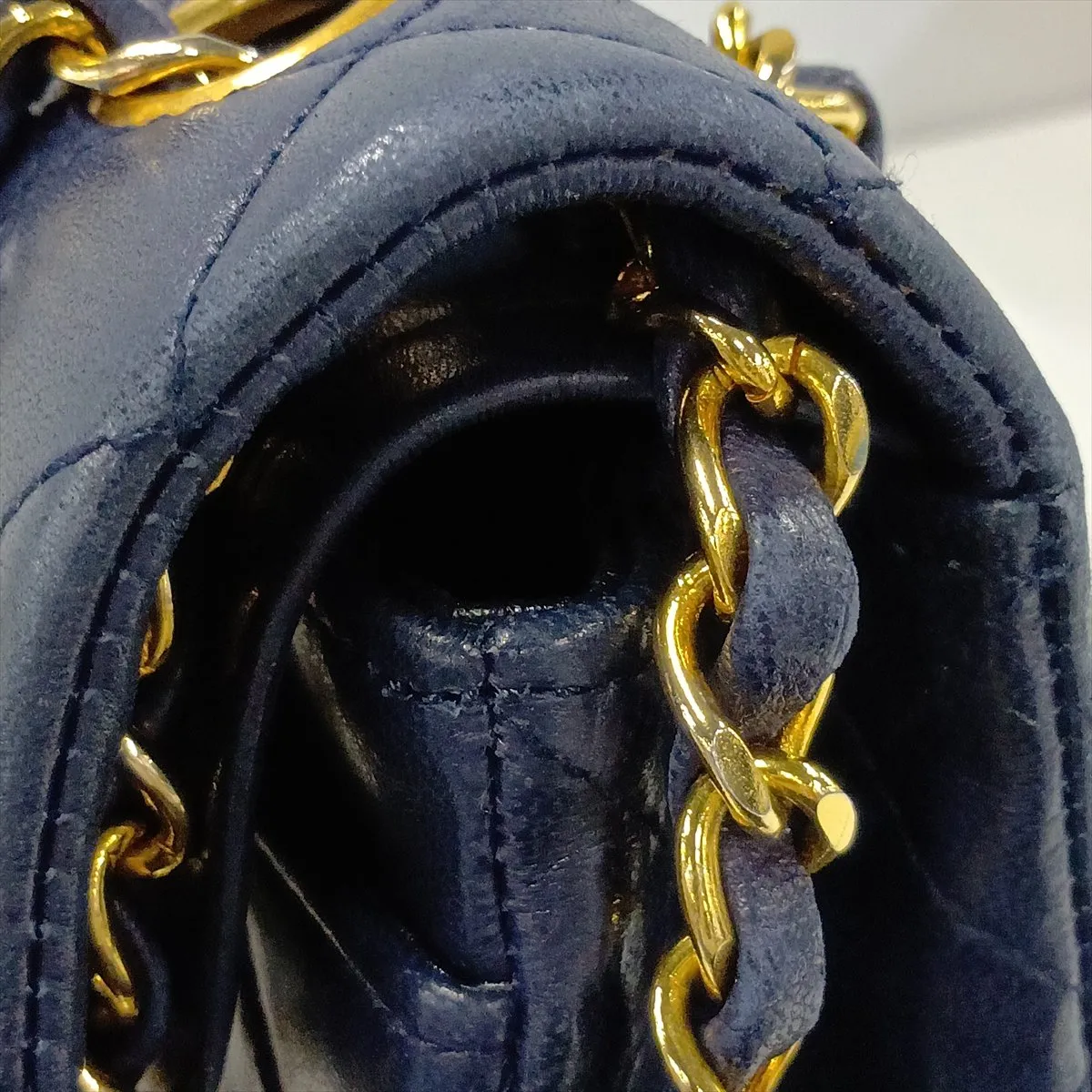 [Individually packaged] Chanel Matelassé 23 Small Lambskin Double Flap Double Chain Bag, Navy, Gold Hardware, 1009392, Series 1, A01113 — view 14