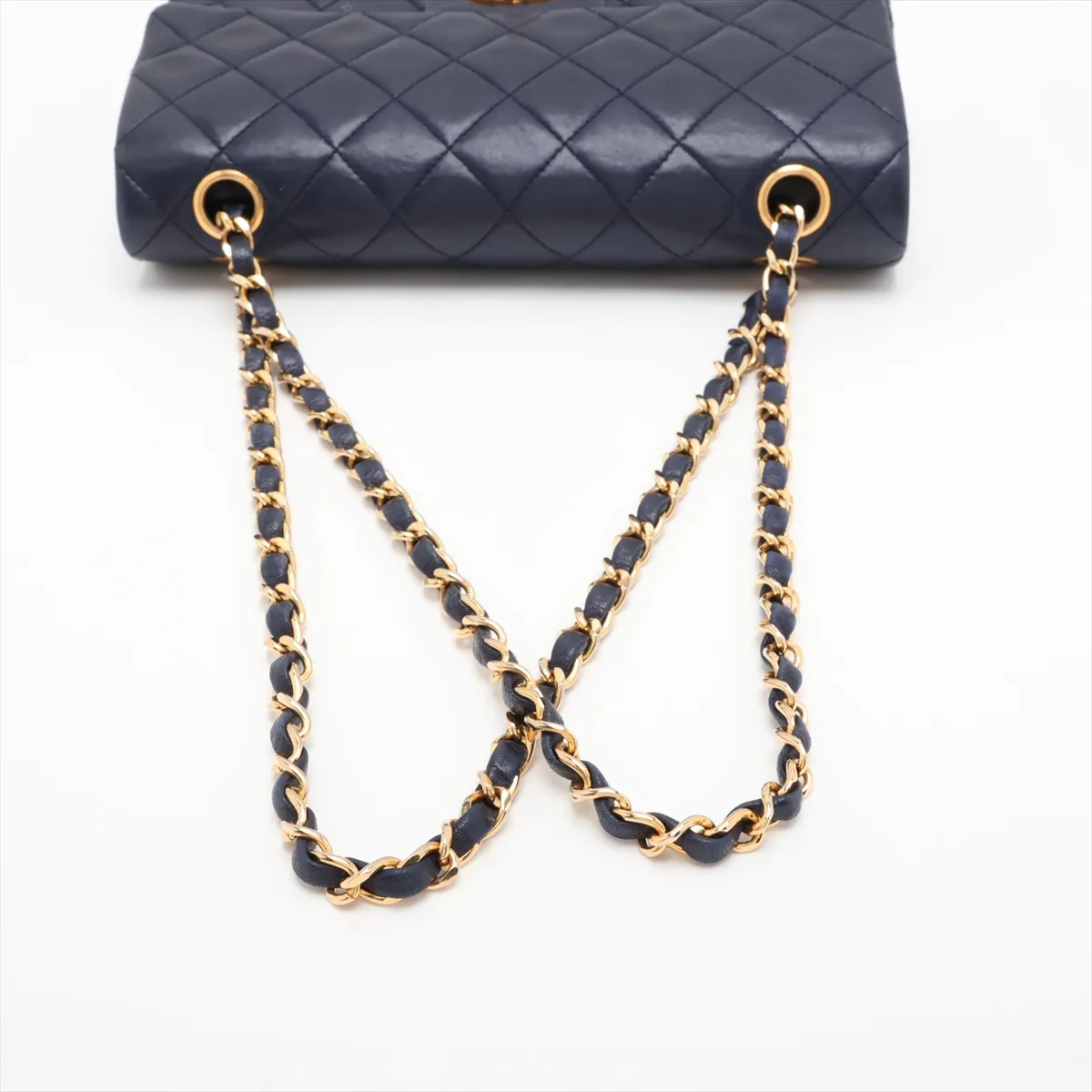 [Individually packaged] Chanel Matelassé 23 Small Lambskin Double Flap Double Chain Bag, Navy, Gold Hardware, 1009392, Series 1, A01113 — view 5