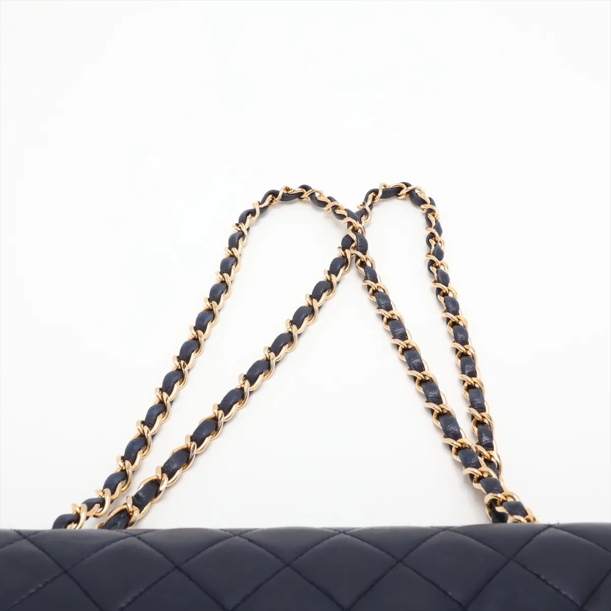[Individually packaged] Chanel Matelassé 23 Small Lambskin Double Flap Double Chain Bag, Navy, Gold Hardware, 1009392, Series 1, A01113 — view 6