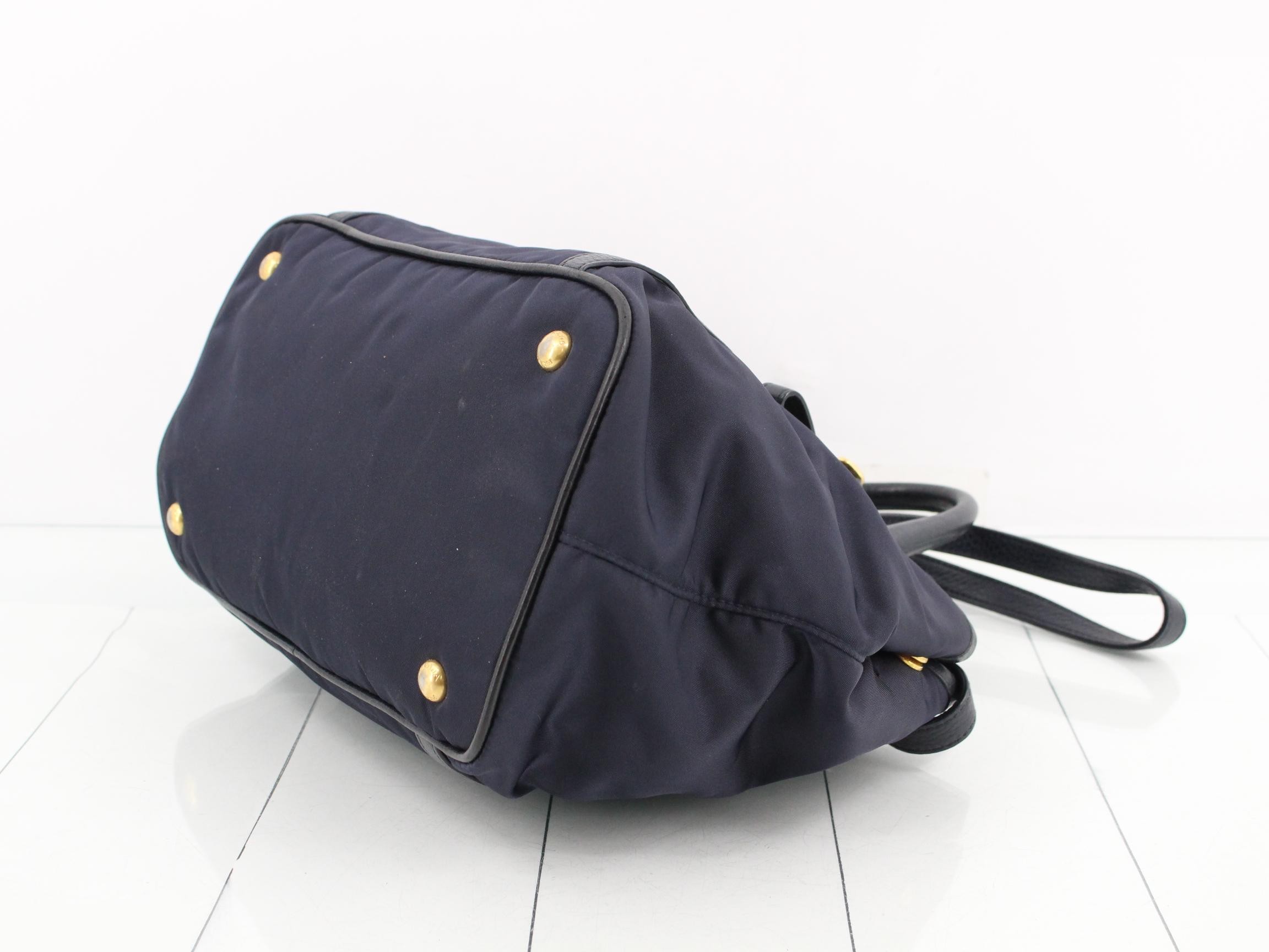 nylon navy handbag with triangular logo. — view 6