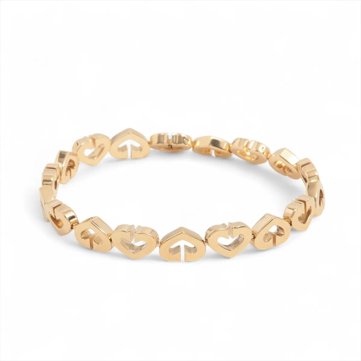 C Heart Bracelet 750(YG) 30.1g Engraving is starting to fade, serial stamp is unclear