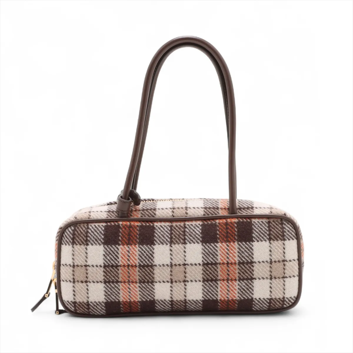 Beau Wool x Leather Shoulder Bag Brown 5BB173 — view 2