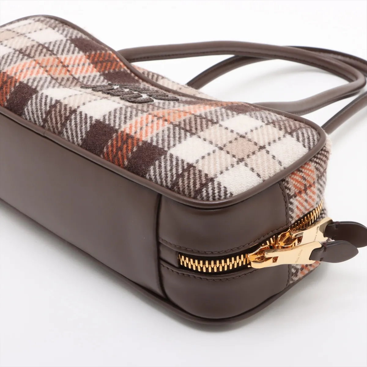 Beau Wool x Leather Shoulder Bag Brown 5BB173 — view 3
