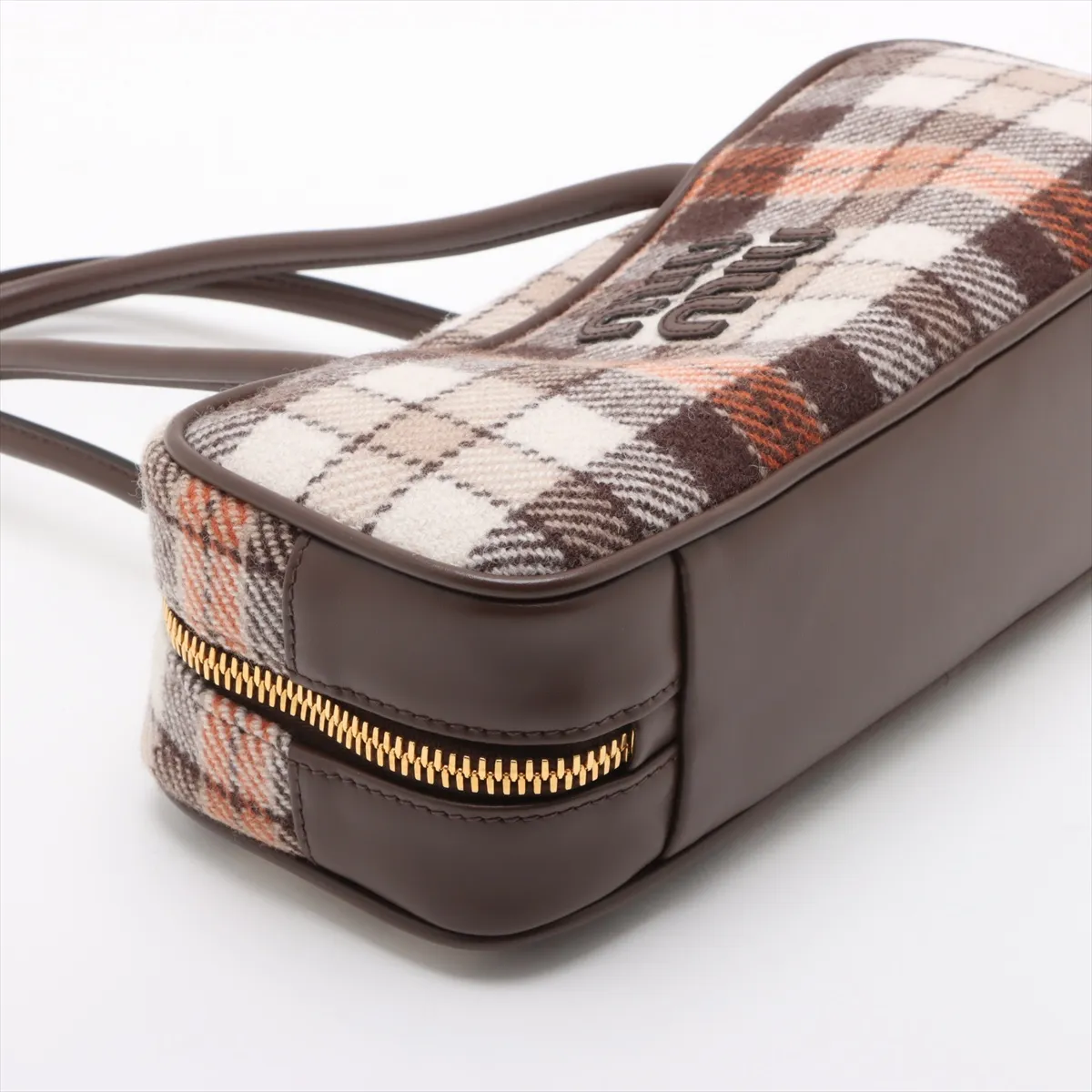 Beau Wool x Leather Shoulder Bag Brown 5BB173 — view 4