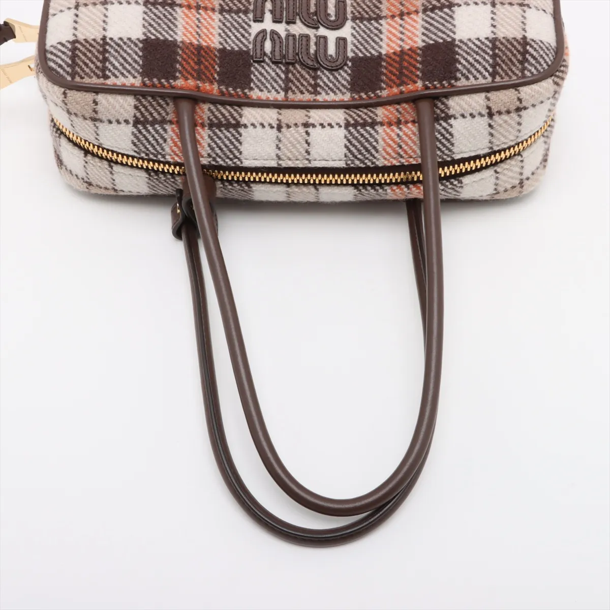 Beau Wool x Leather Shoulder Bag Brown 5BB173 — view 5