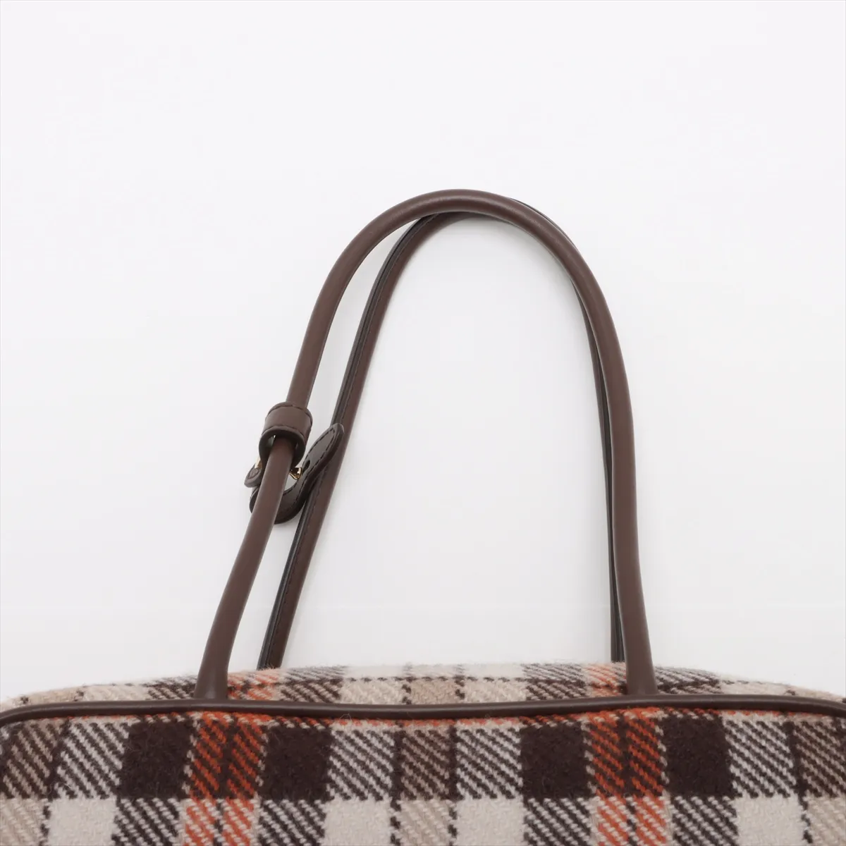 Beau Wool x Leather Shoulder Bag Brown 5BB173 — view 6