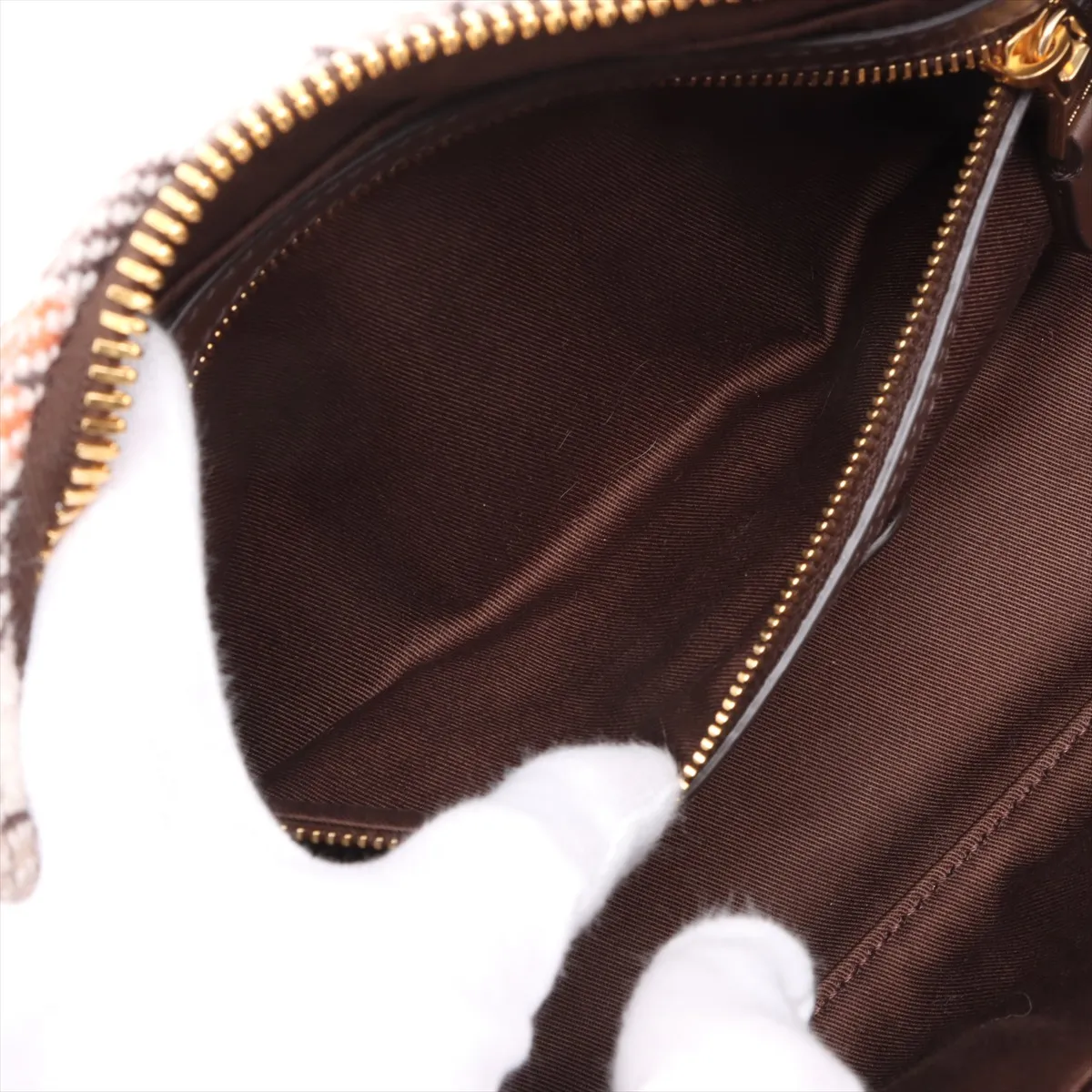 Beau Wool x Leather Shoulder Bag Brown 5BB173 — view 8