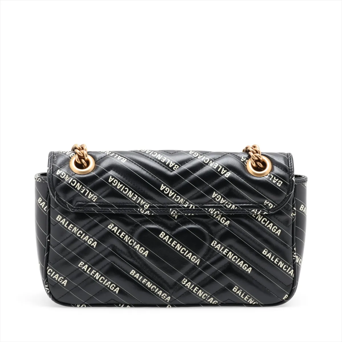 x Balenciaga GG Marmont Leather Chain Shoulder Bag, Black, 443497 — view 2