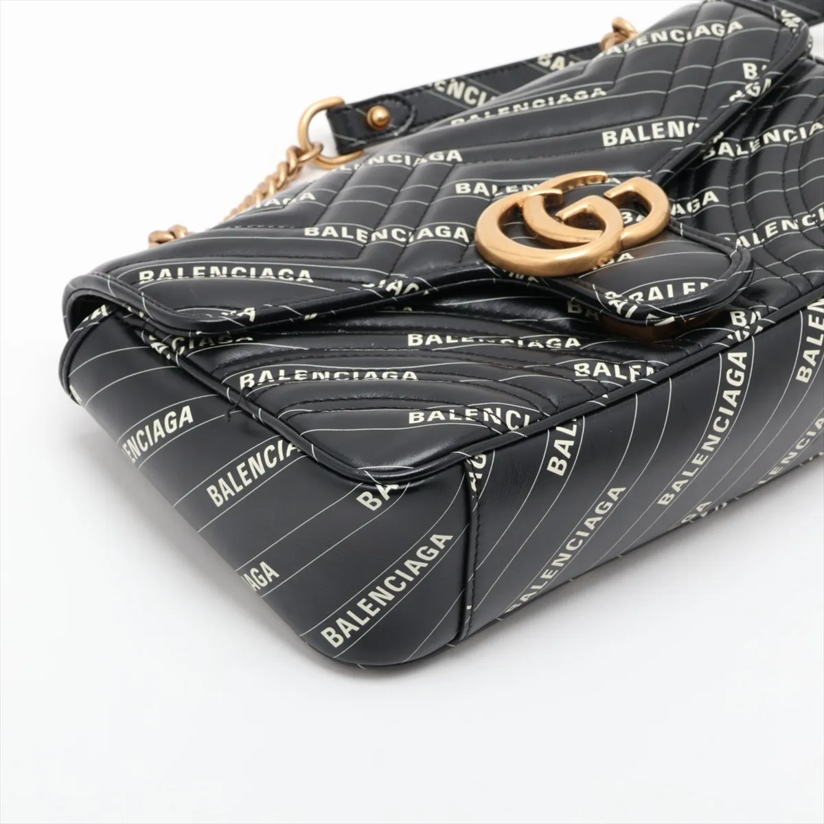 x Balenciaga GG Marmont Leather Chain Shoulder Bag, Black, 443497 — view 4