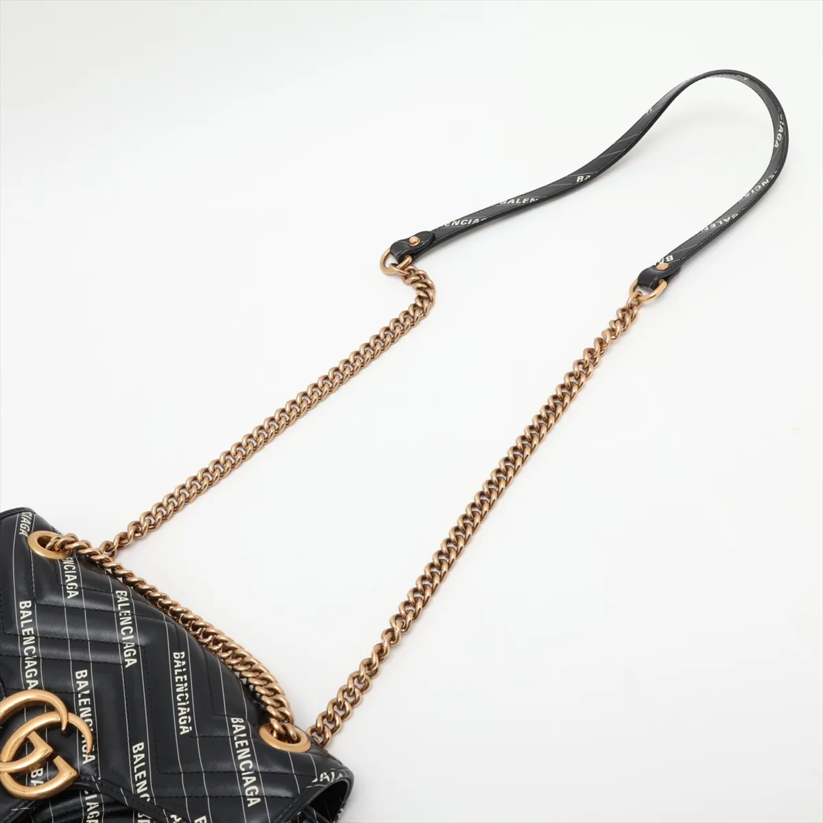 x Balenciaga GG Marmont Leather Chain Shoulder Bag, Black, 443497 — view 5