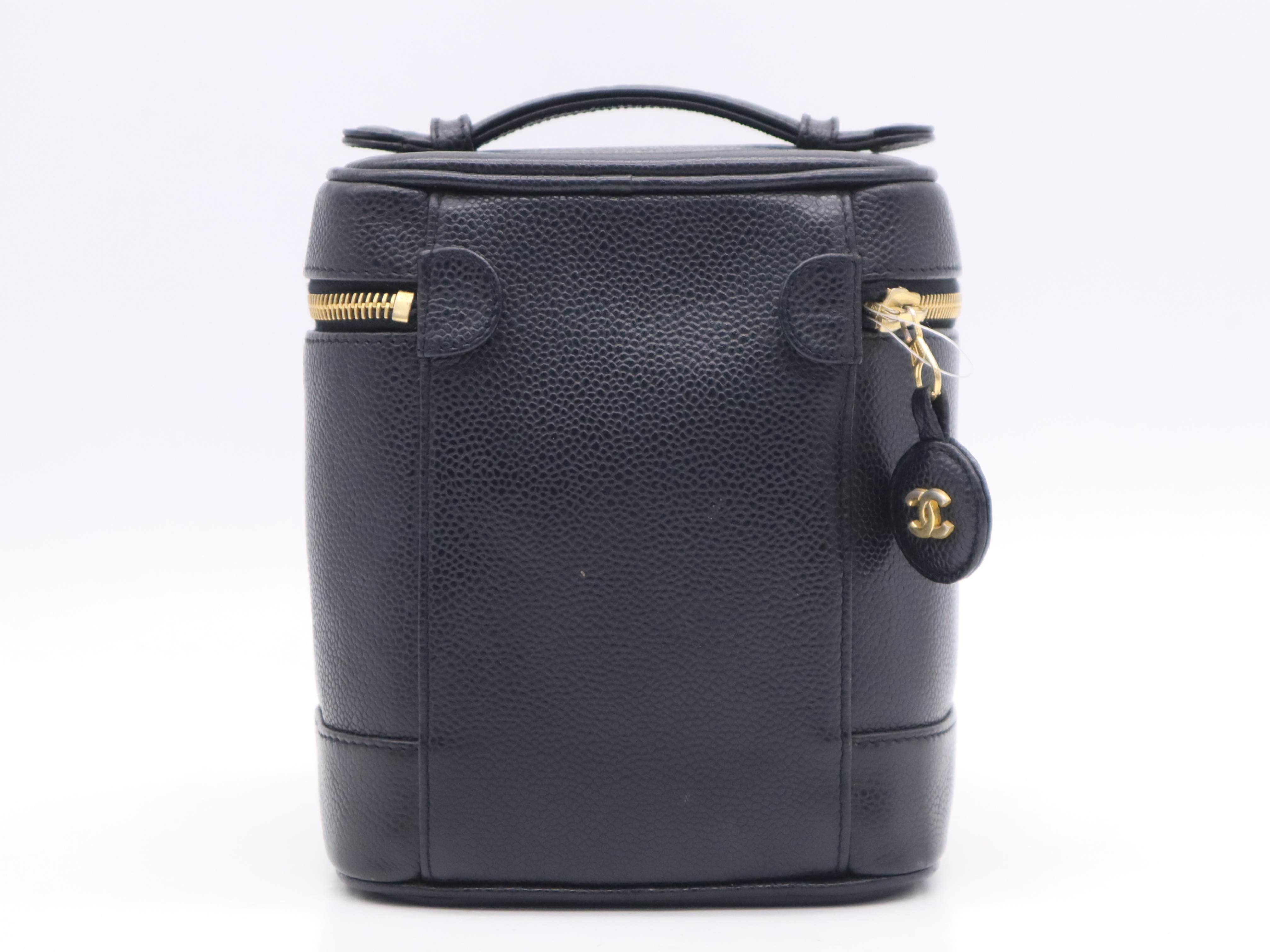 Caviar Skin Coco Mark Vanity Bag, Black with Gold Hardware, Handbag — view 2