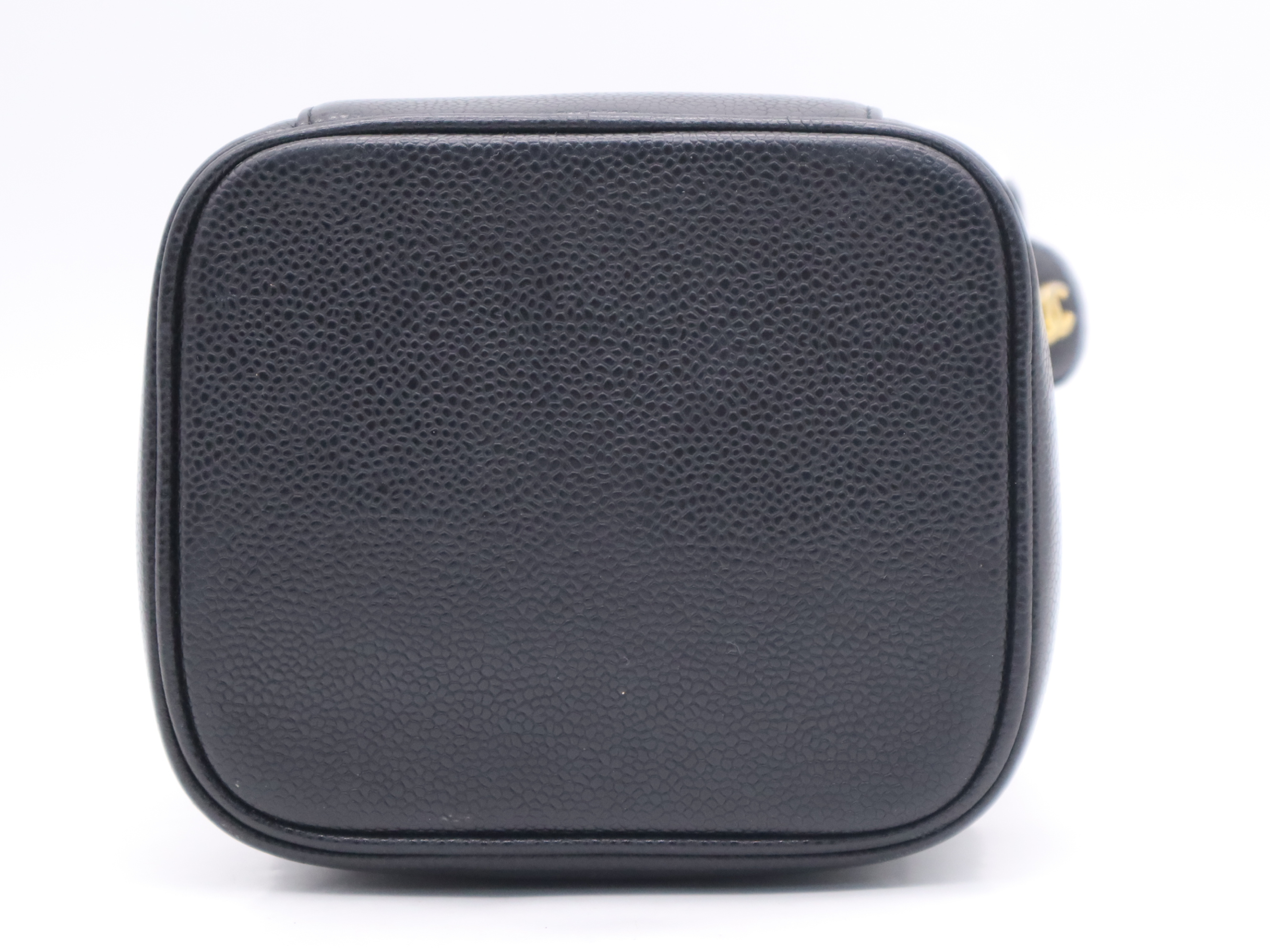 Caviar Skin Coco Mark Vanity Bag, Black with Gold Hardware, Handbag — view 4