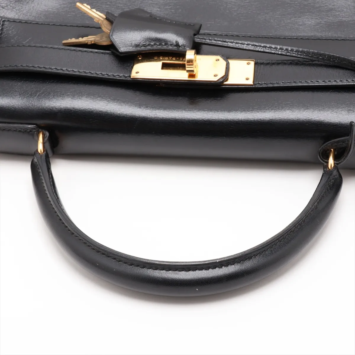 [Individually packaged] Hermes Kelly 28 Letournée Box Calf Black Gold Hardware T: 1990 — view 5
