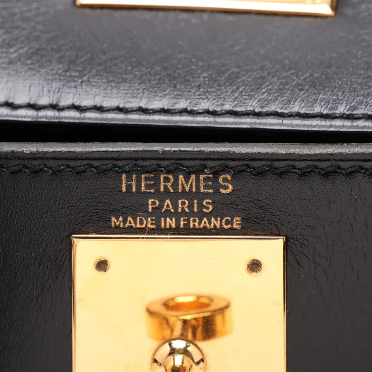 [Individually packaged] Hermes Kelly 28 Letournée Box Calf Black Gold Hardware T: 1990 — view 10