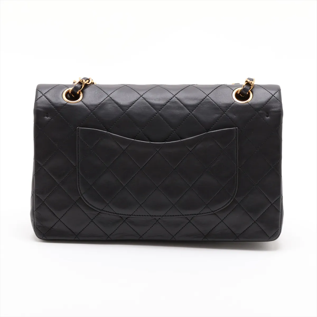 Matelassé 25 Lambskin Double Flap Double Chain Bag, Black with Gold Hardware, 3066530, Series 3, A01112 — view 2
