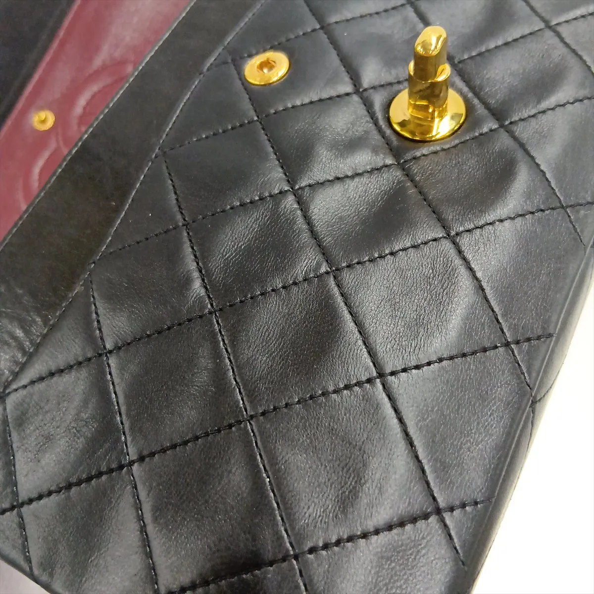 Matelassé 25 Lambskin Double Flap Double Chain Bag, Black with Gold Hardware, 3066530, Series 3, A01112 — view 14