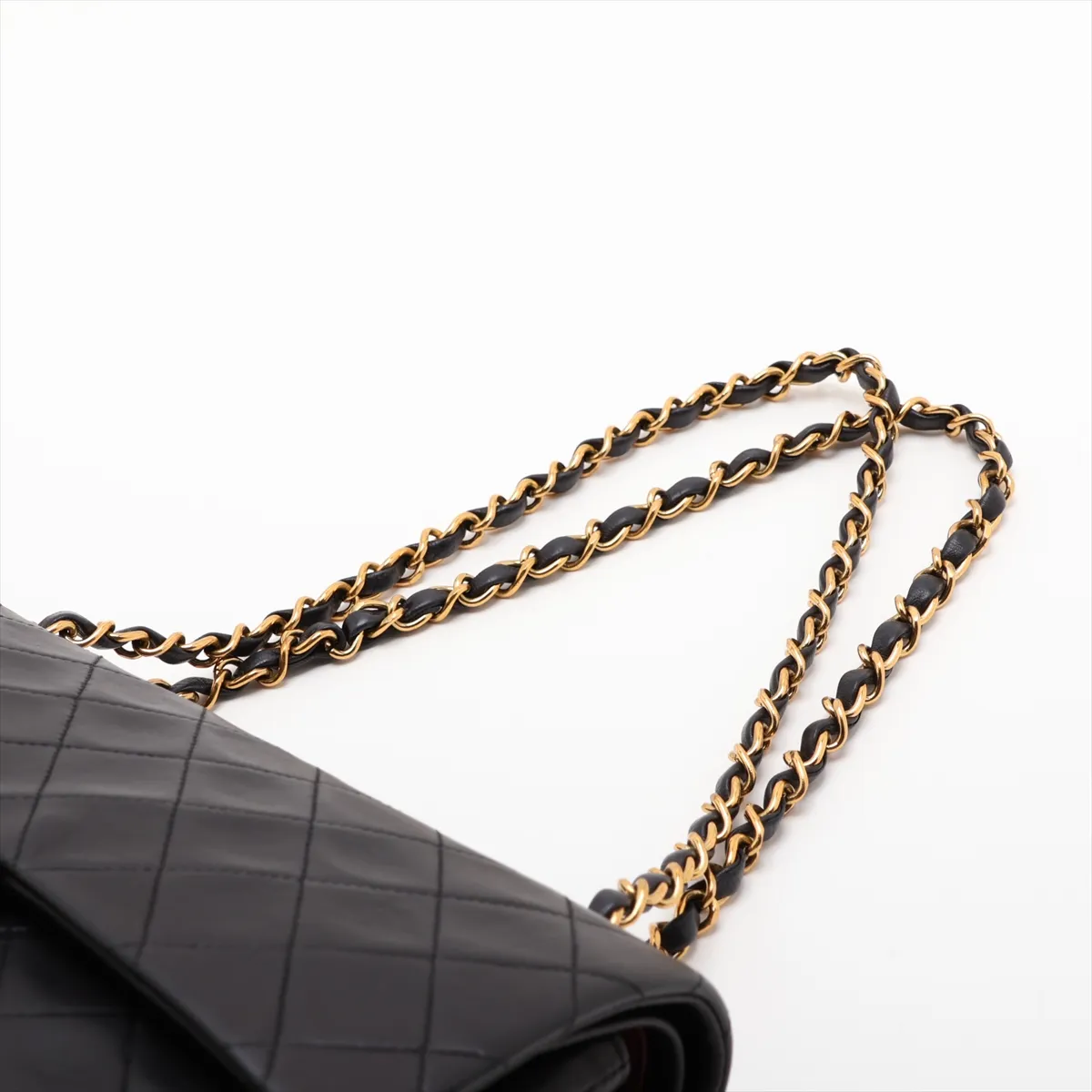 Matelassé 25 Lambskin Double Flap Double Chain Bag, Black with Gold Hardware, 3066530, Series 3, A01112 — view 5
